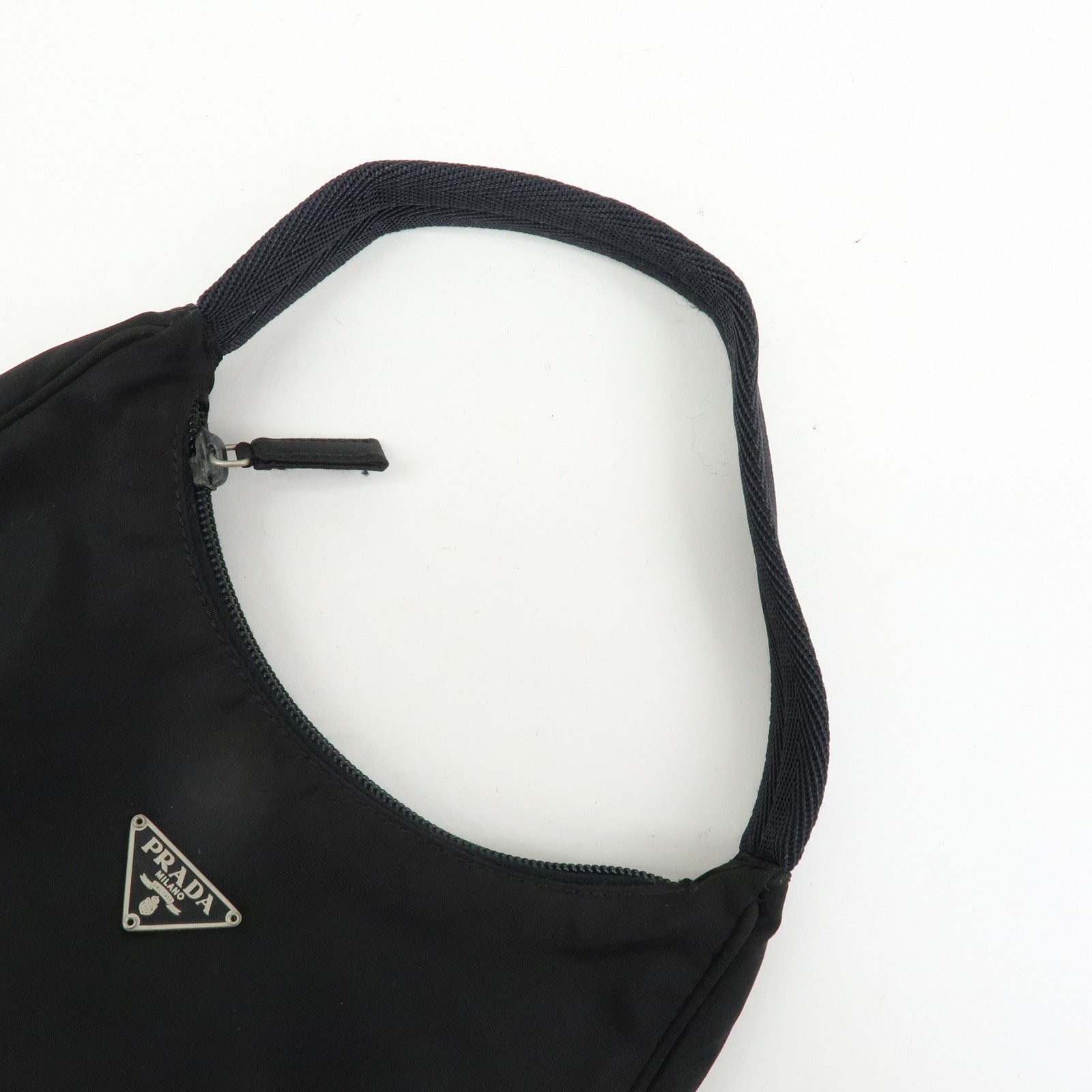 PRADA Triangle Logo Nylon Mini Hand Bag Shoulder Bag Black