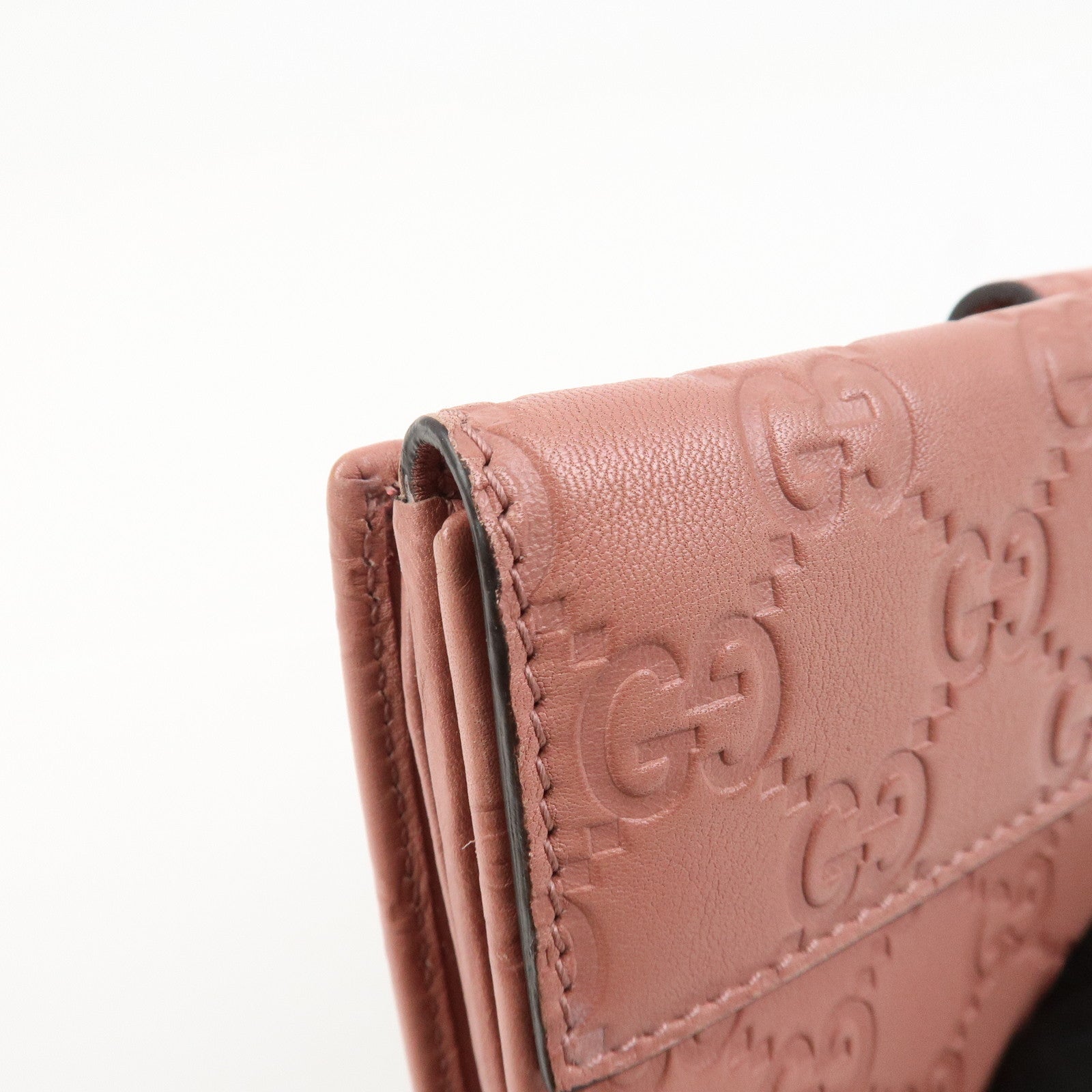 GUCCI Guccissima Lovely Heart Leather Long Wallet Pink 203550