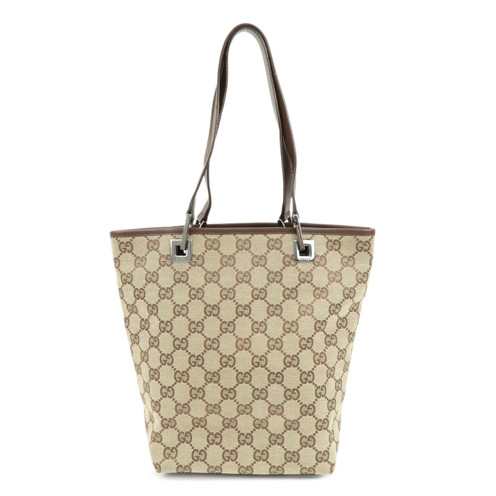 GUCCI GG Canvas Leather Tote Bag Shoulder Bag Beige Brown 31244