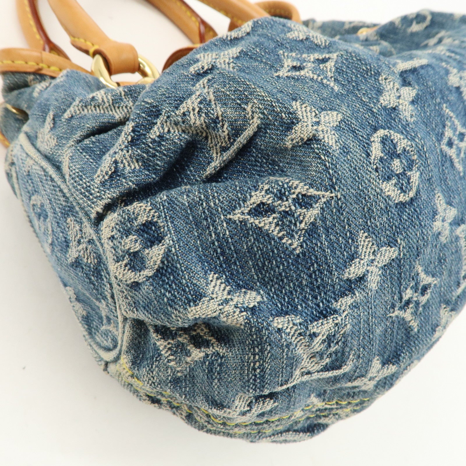 Louis Vuitton Monogram Denim Pleaty Hand Bag Blue M95020