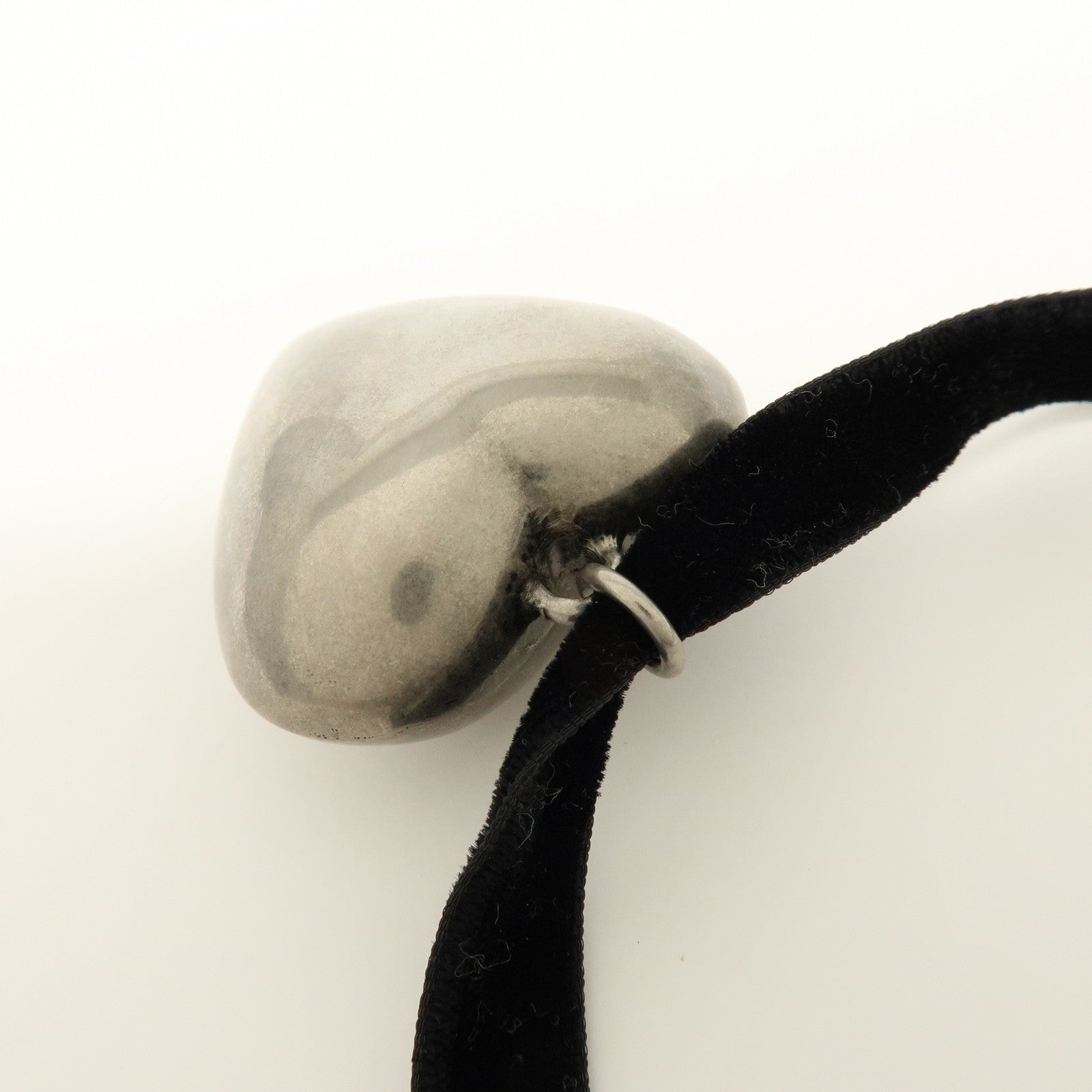 SAINT LAURENT PARIS Velour Oversize Heart Choker Necklace Silver