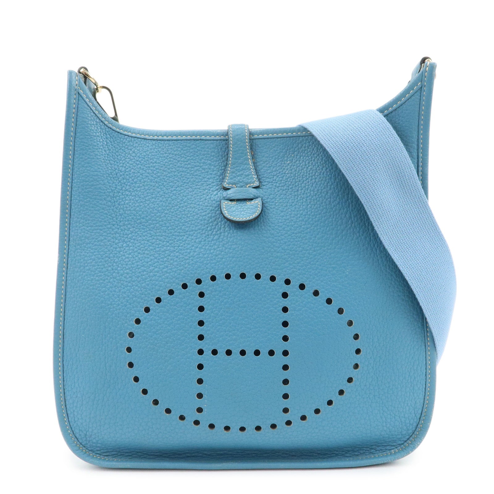 HERMES Taurillon Clemence Canvas Evelyne 3PM L Stamped Shoulder Bag