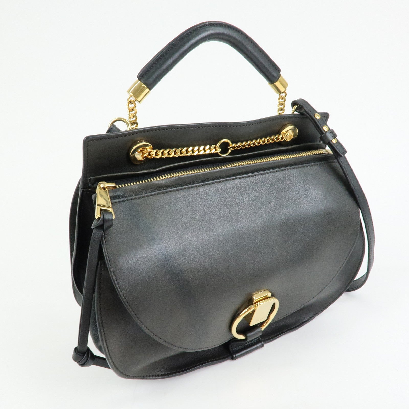 Chloe Goldie Leather 2Way Bag Shoulder Bag Hand Bag Black