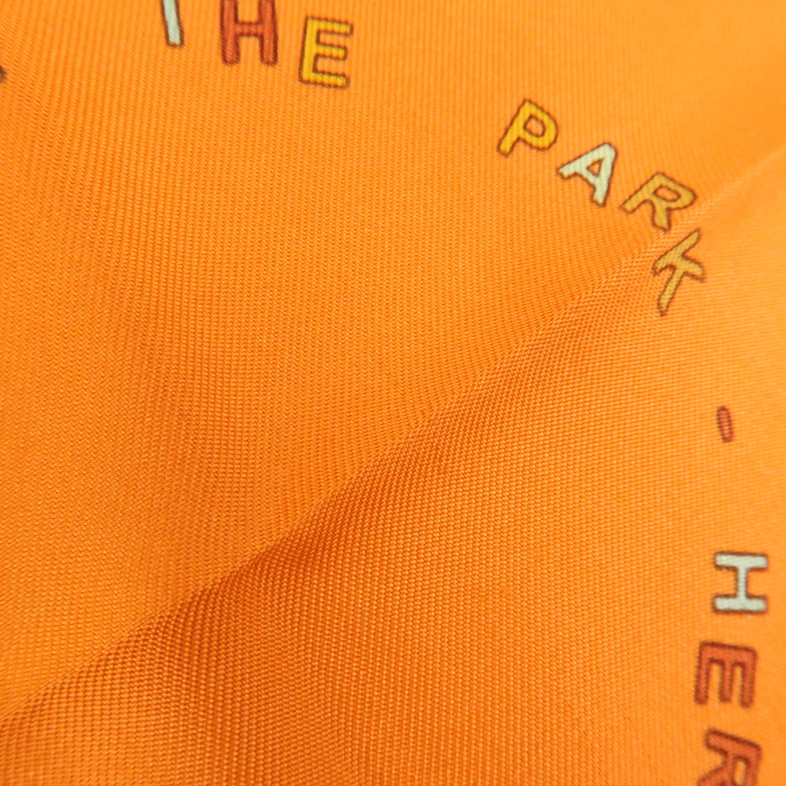 HERMES Carre 90 Silk 100% Scarf A WALK IN THE PARK Orange