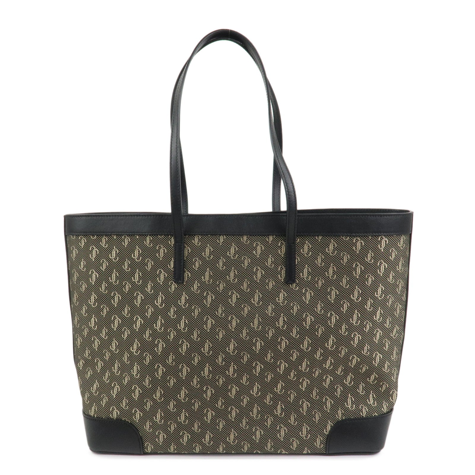 JIMMY CHOO Jaquard Leather Tote Bag Shoulder Bag Black