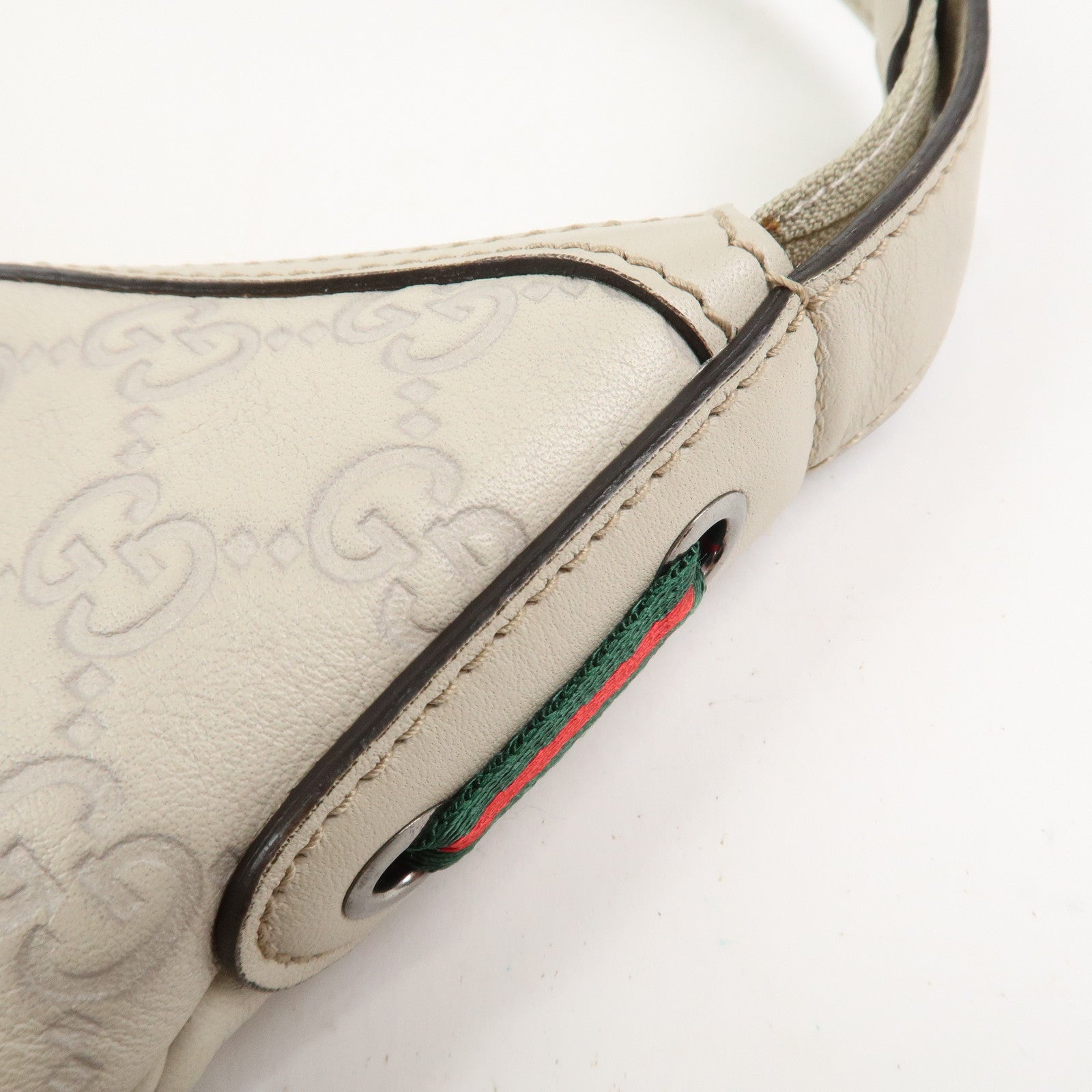 GUCCI Sherry Guccissima Leather Shoulder Bag Hand Bag Ivory 293596