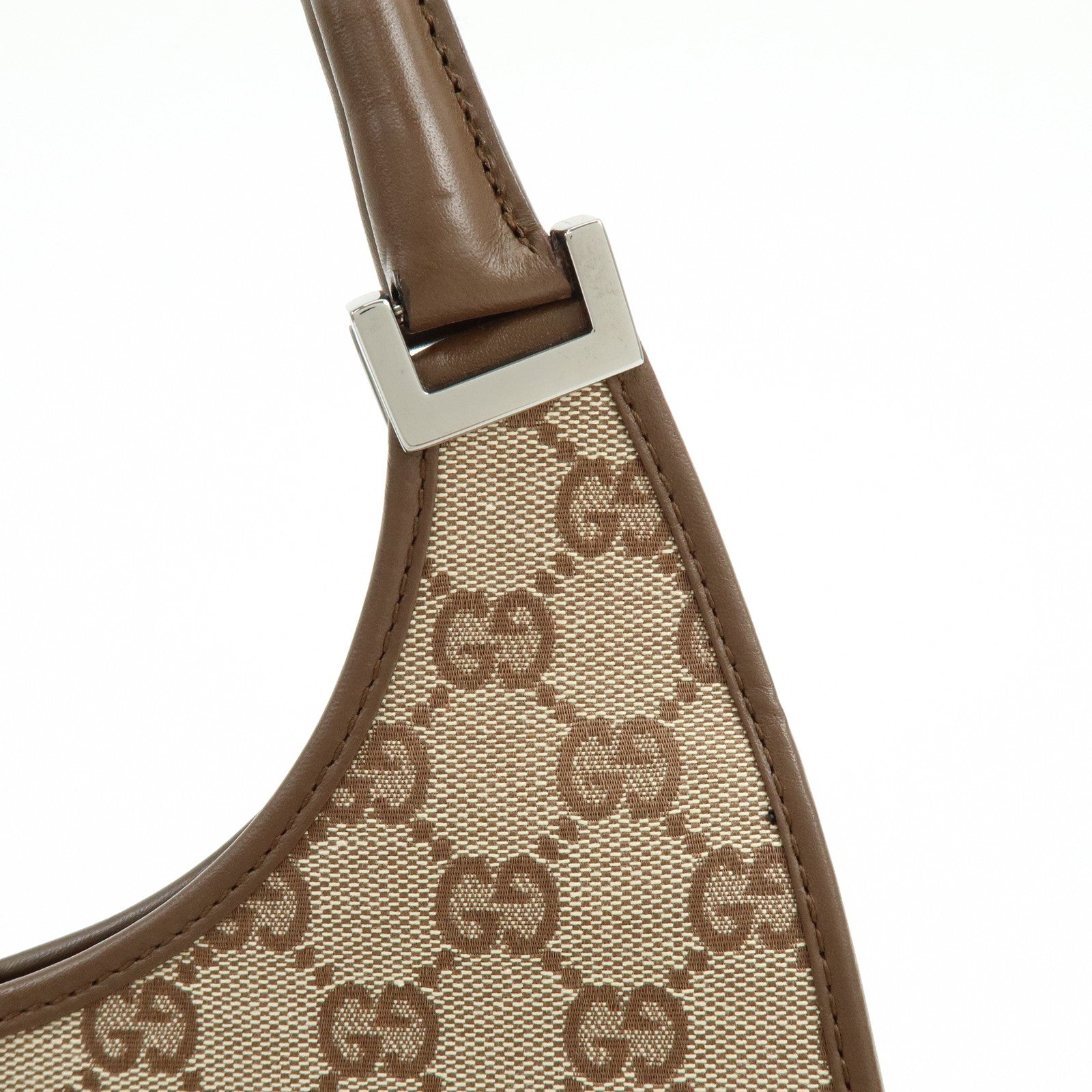 GUCCI Jackie GG Canvas Leather Shoulder Bag Hand Bag Brown 002.1067