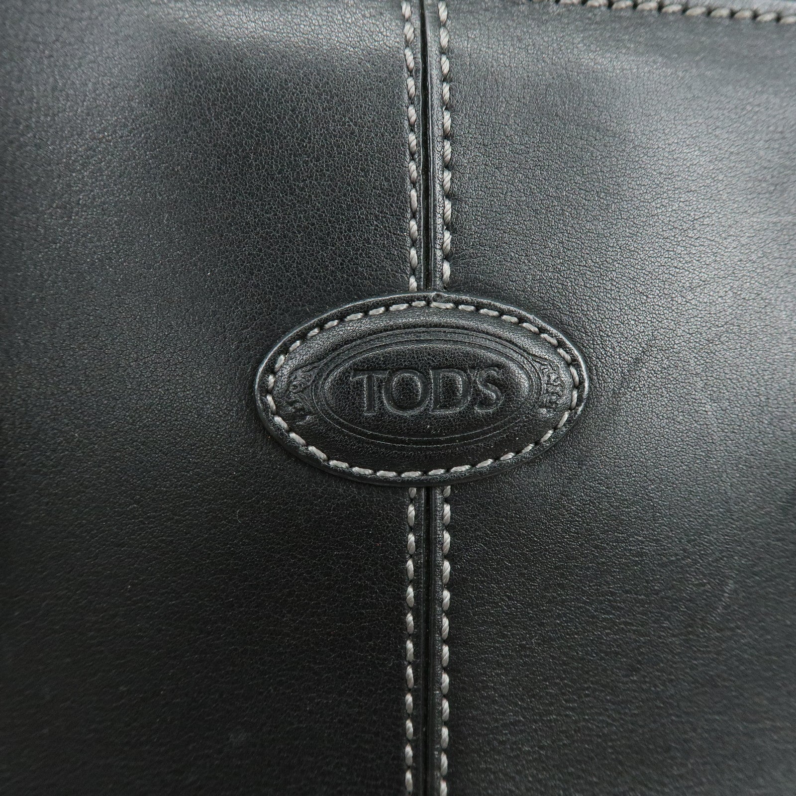 TOD'S Leather Stitch 2Way Bag Tote Bag Hand Bag Black