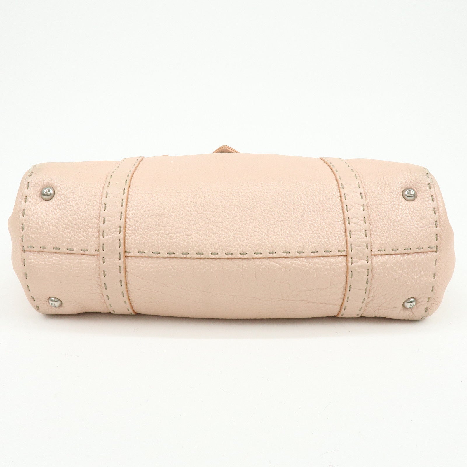 FENDI Selleria Leather Hand Bag Shoulder Bag Pink 8BR458