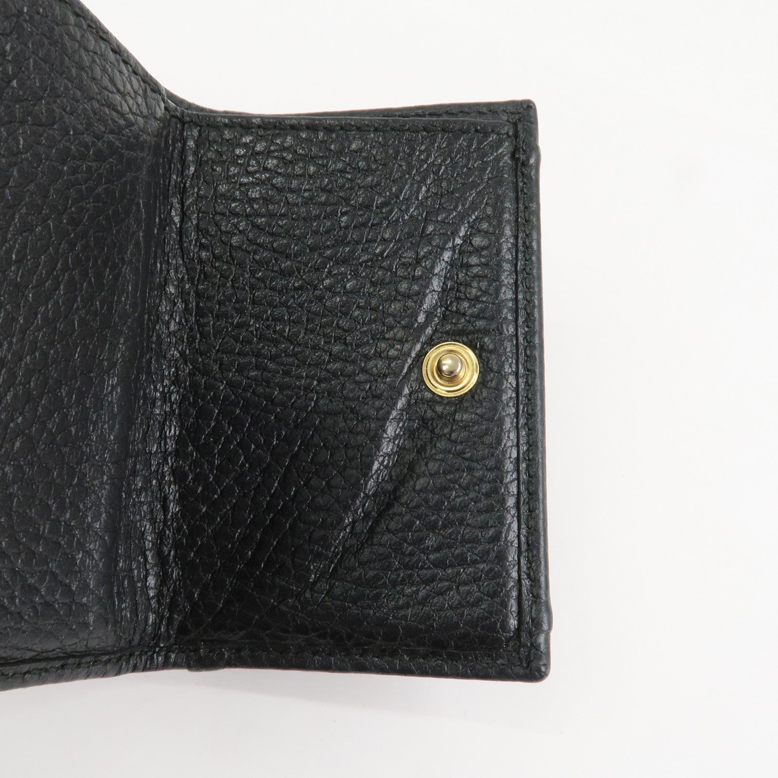 GUCCI GG Marmont Leather Tri-fold Compact Wallet Black 523277