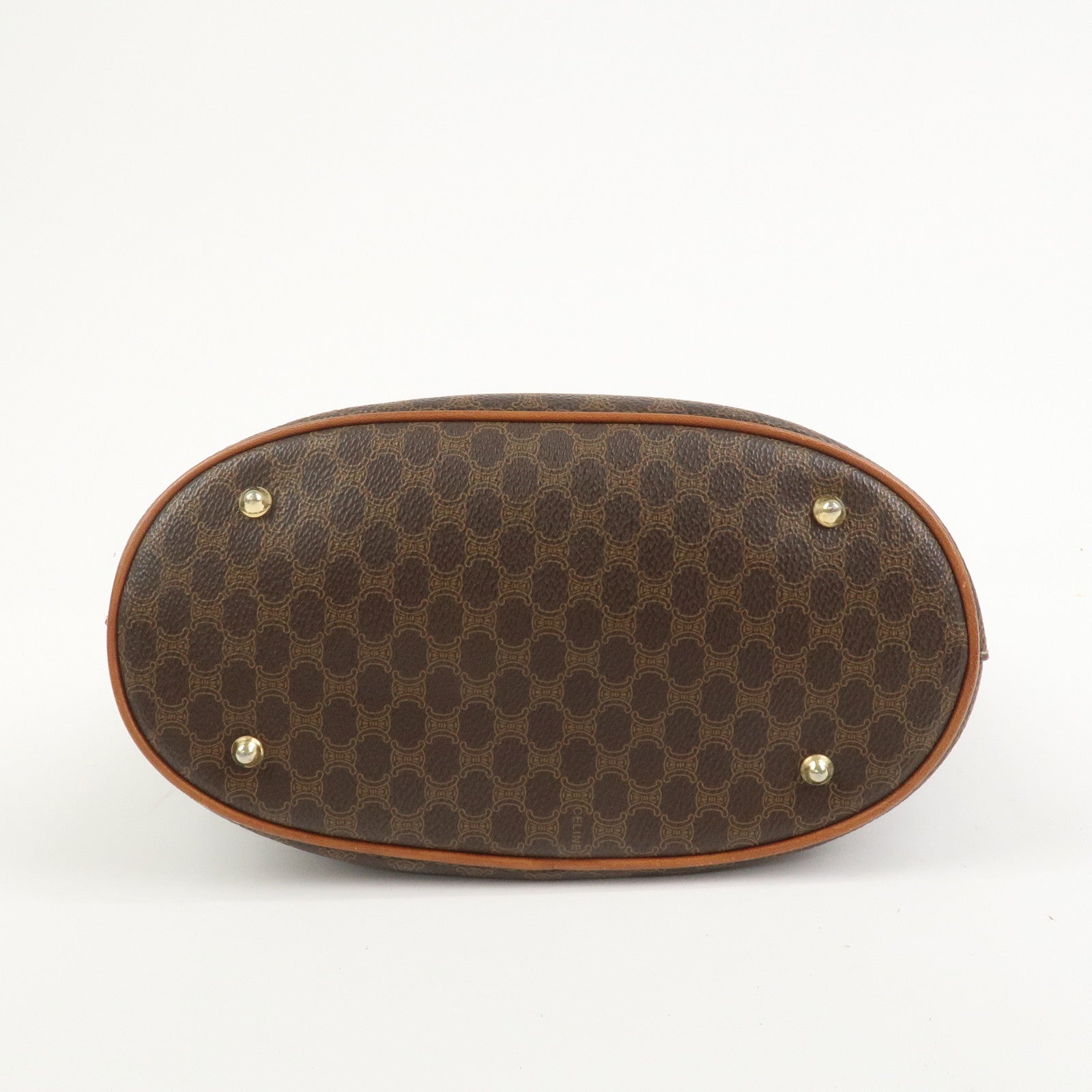 CELINE Macadam PVC Leather Tote Bag Shoulder Bag Hand Bag Brown