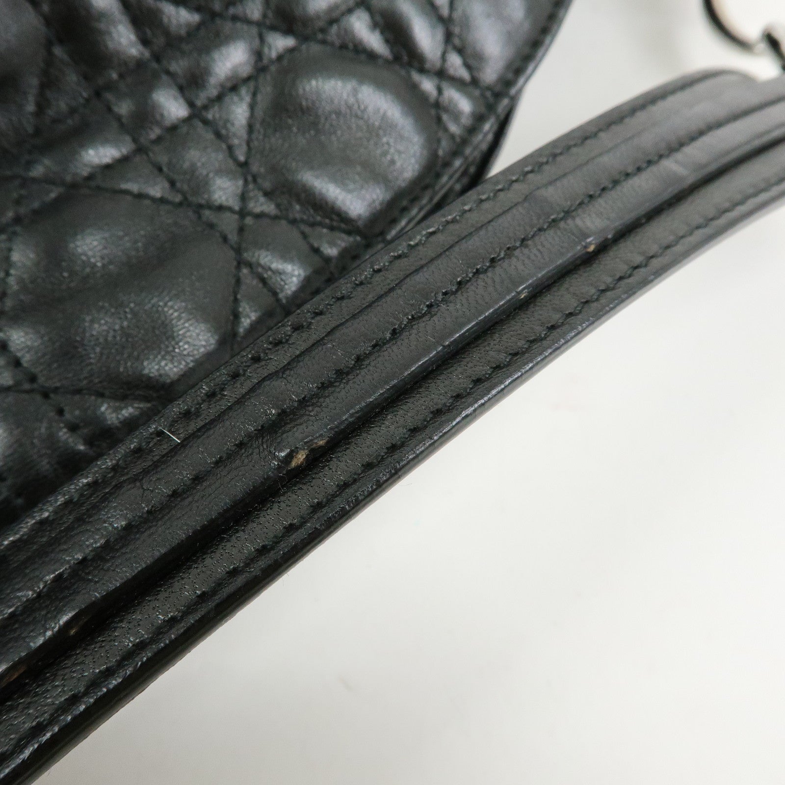 Christian Dior Cannage Lambskin Shoulder Bag Hand Bag Black