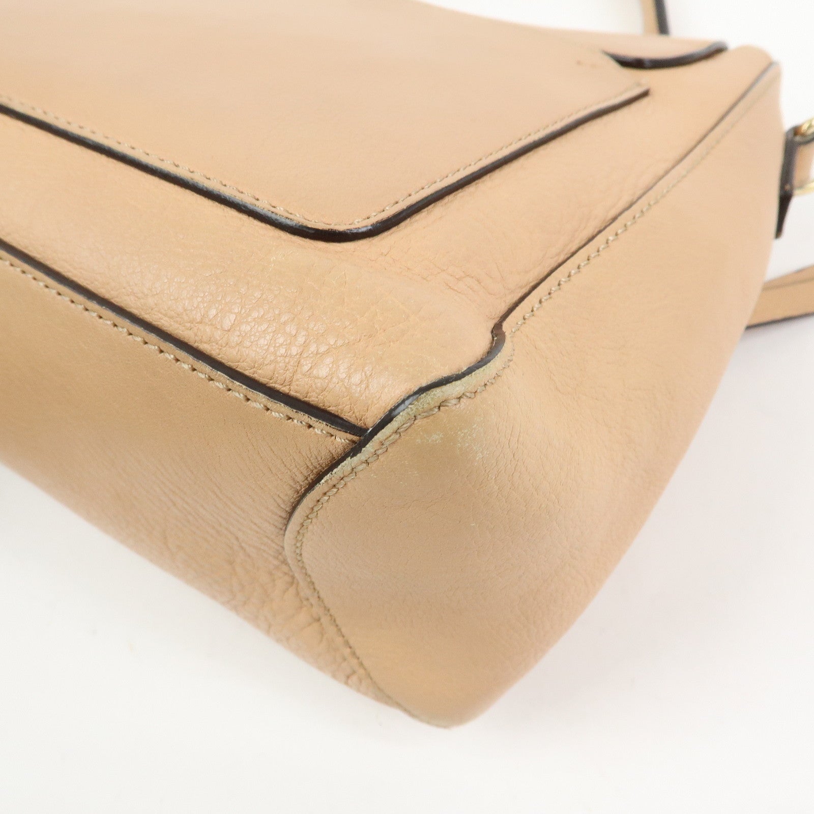 Chloe Leather 2Way Bag Shoulder Bag Hand Bag Beige Authentic Used F/S