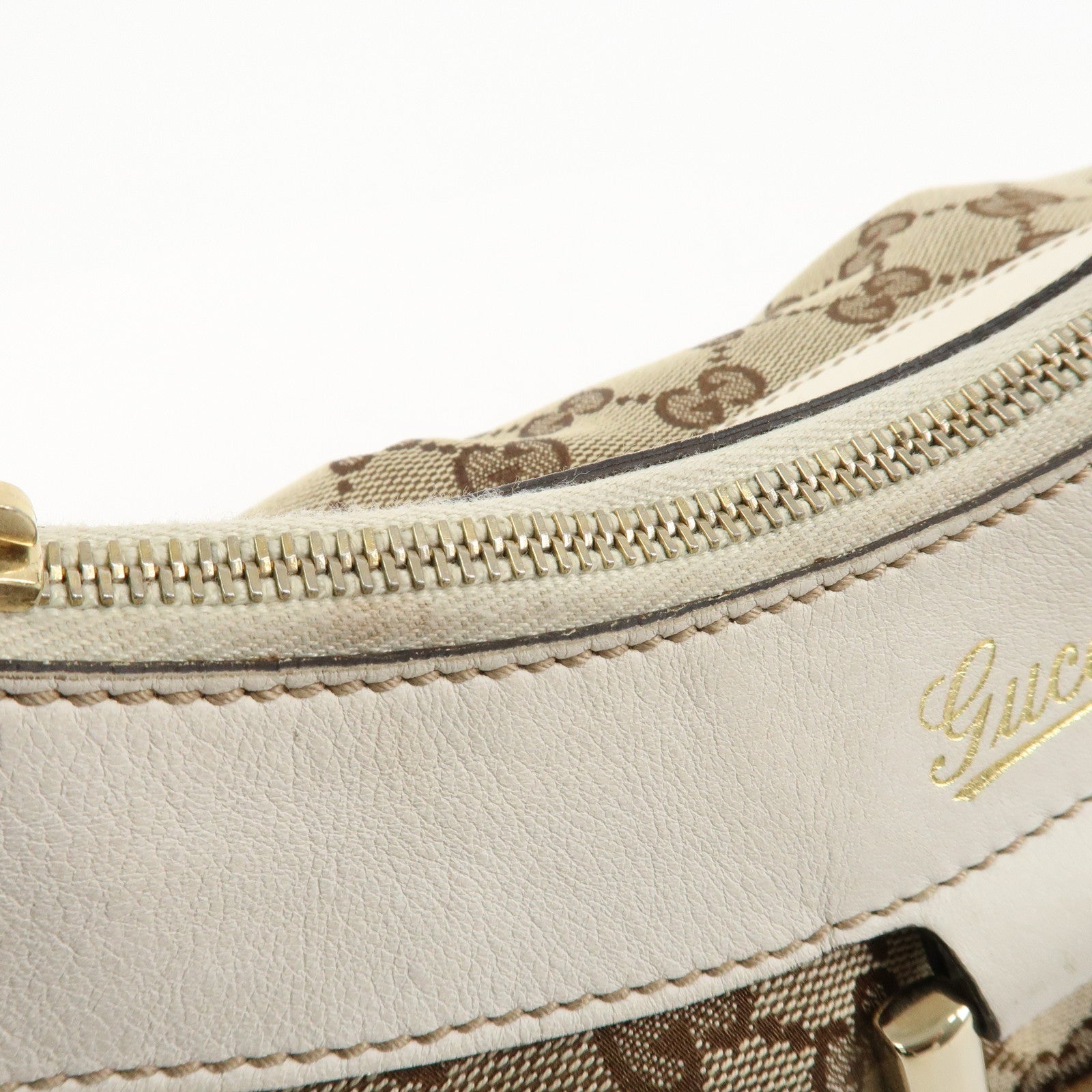 GUCCI Abbey GG Canvas Leather Shoulder Bag Beige 190525 Used