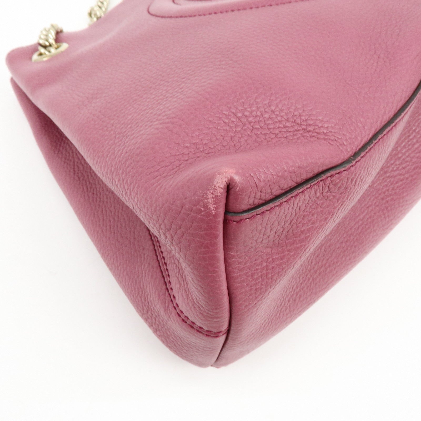 GUCCI SOHO Interlocking G Leather Chain Shoulder Bag Purple 308982