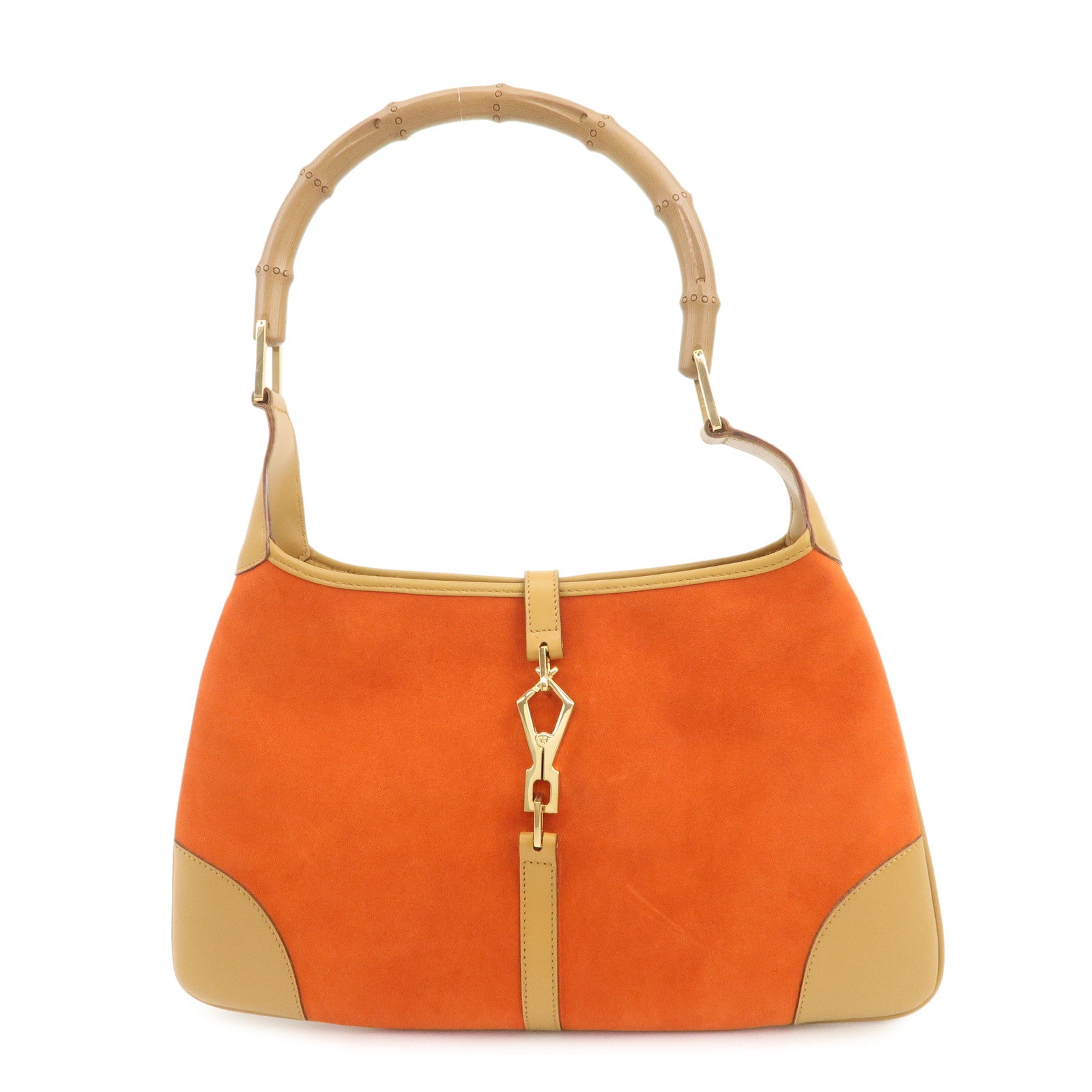GUCCI Bamboo Suede Leather Shoulder Bag Orange 001・4060・002058