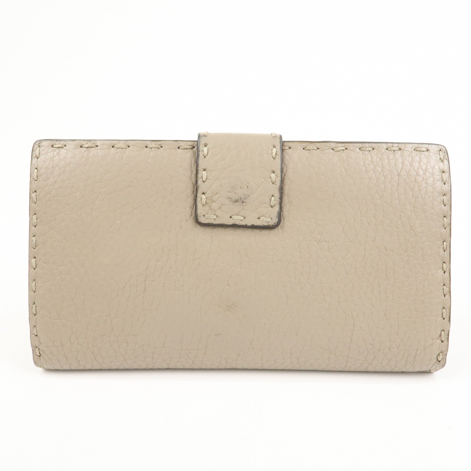 FENDI Seleria Leather Peekaboo Long Wallet Beige 8M0308
