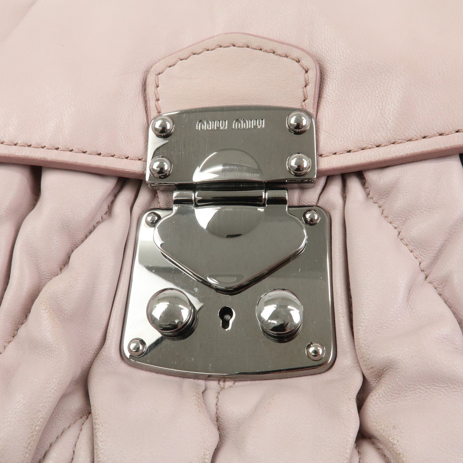 MIU MIU Matelasse Nappa Leather Tote Bag Shoulder Bag Light Pink