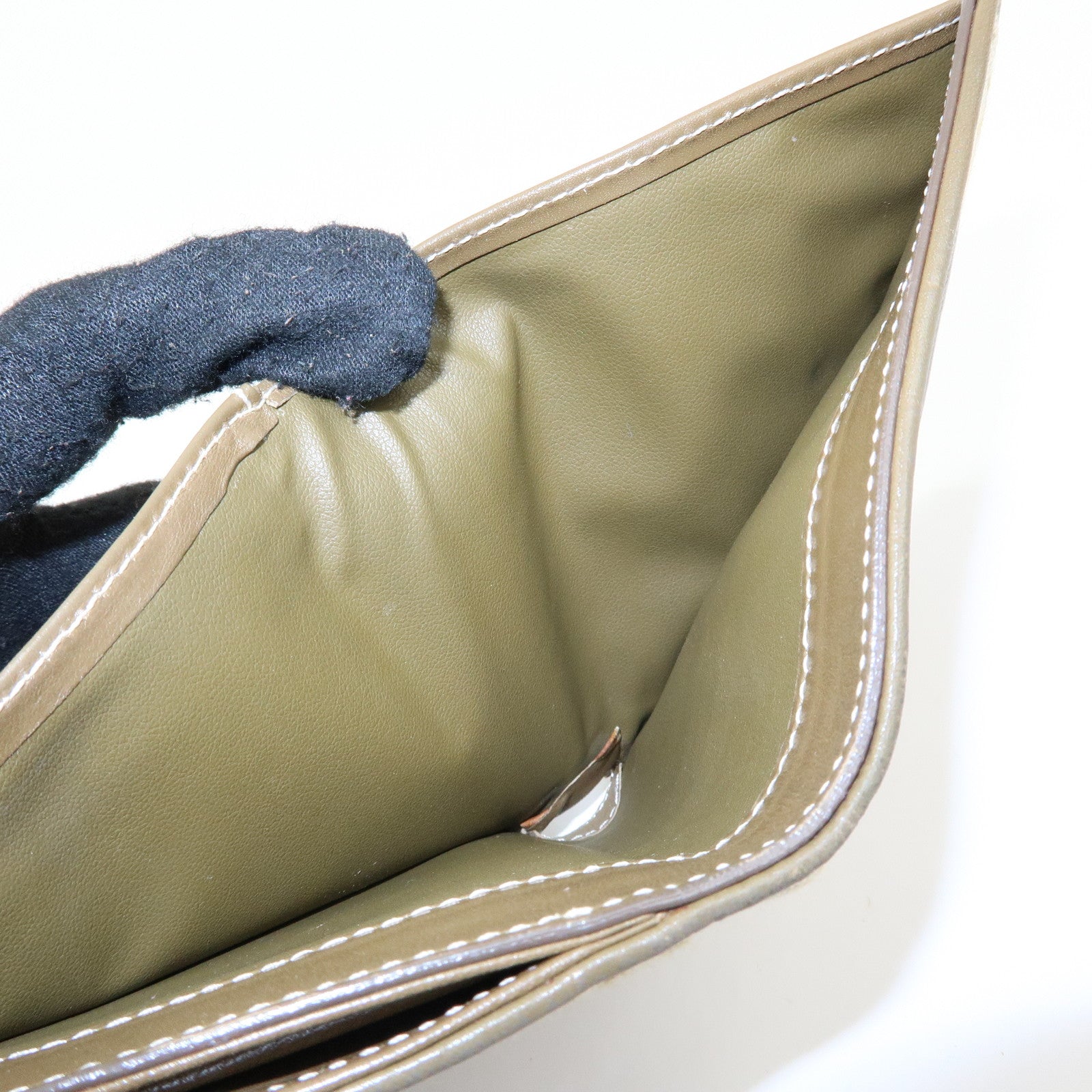 CELINE C Macadam Canvas Leather Compact Wallet Khaki