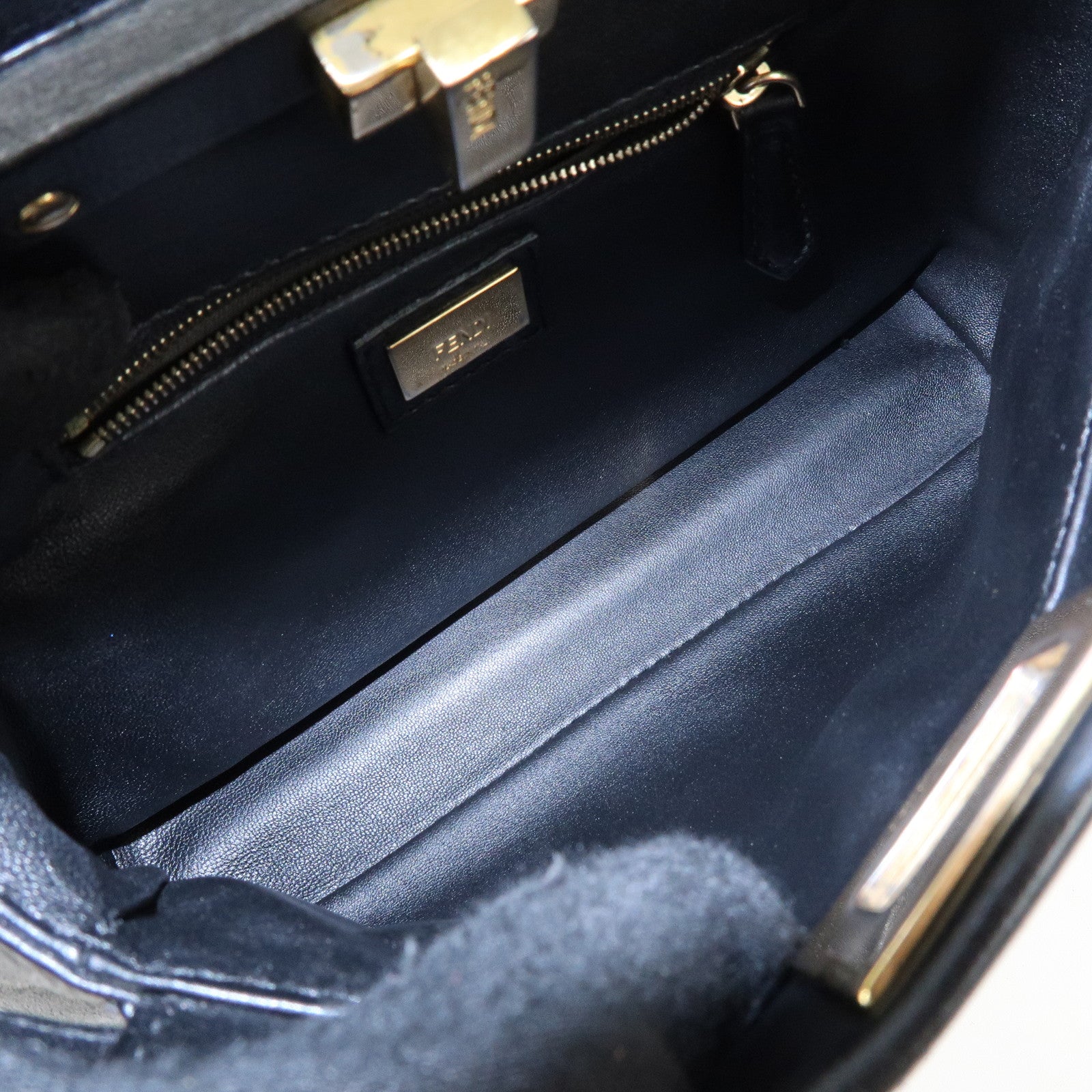 FENDI Peekaboo Mini 2Way Shoulder Bag Hand Bag Black 8BN244