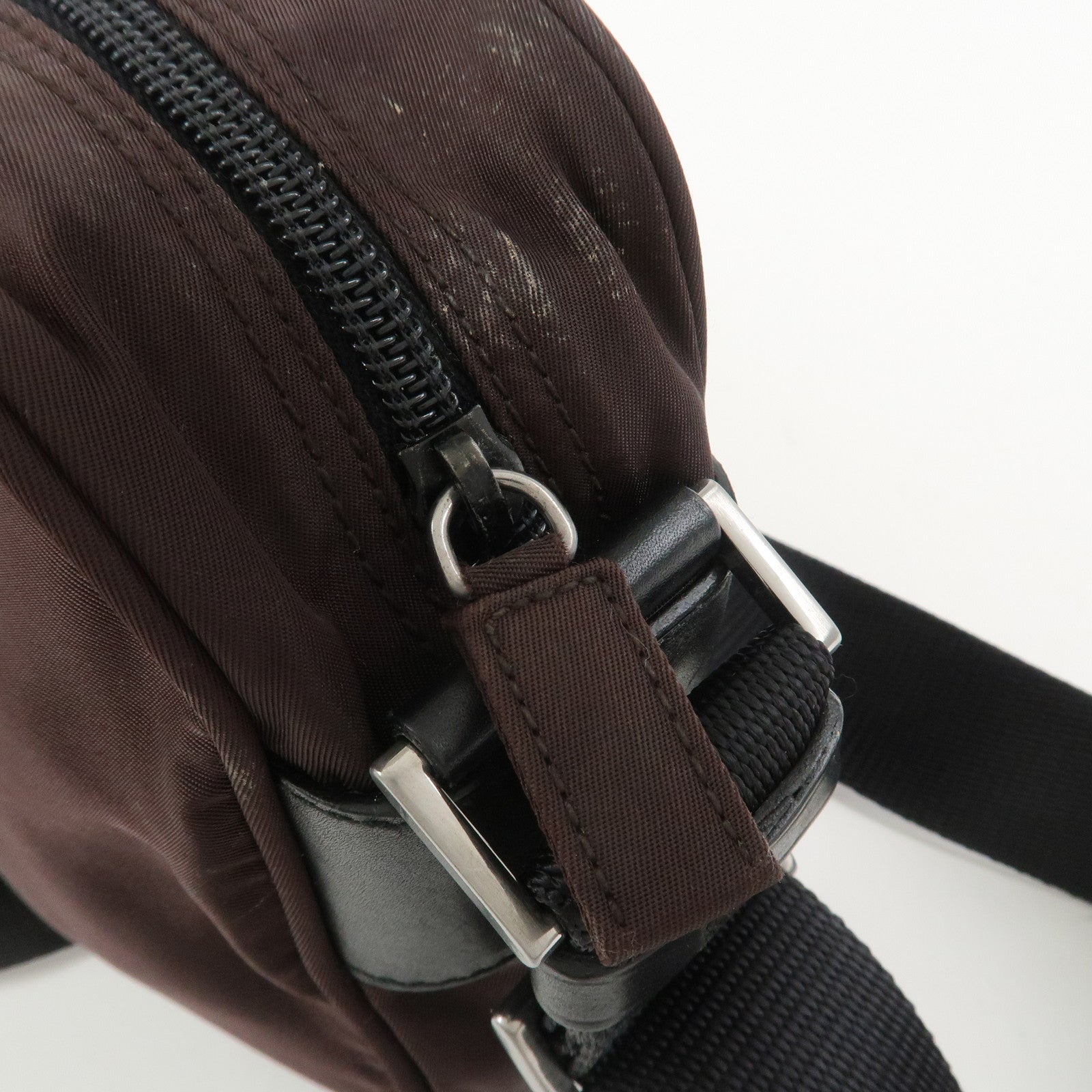 PRADA Triangle Logo Nylon Shoulder Crossbody Bag Brown BT0167