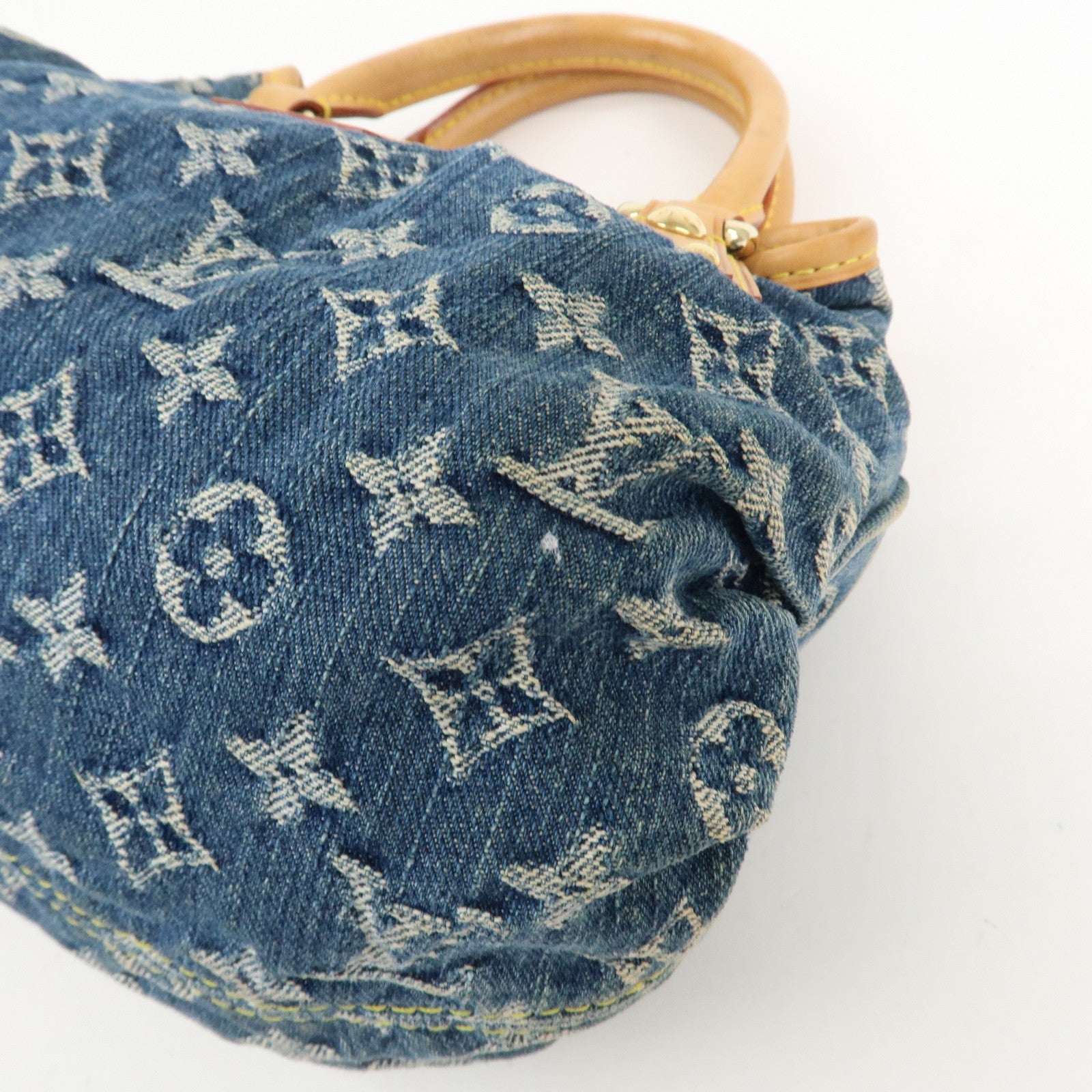 Louis Vuitton Monogram Denim Pleaty Hand Bag Blue M95020