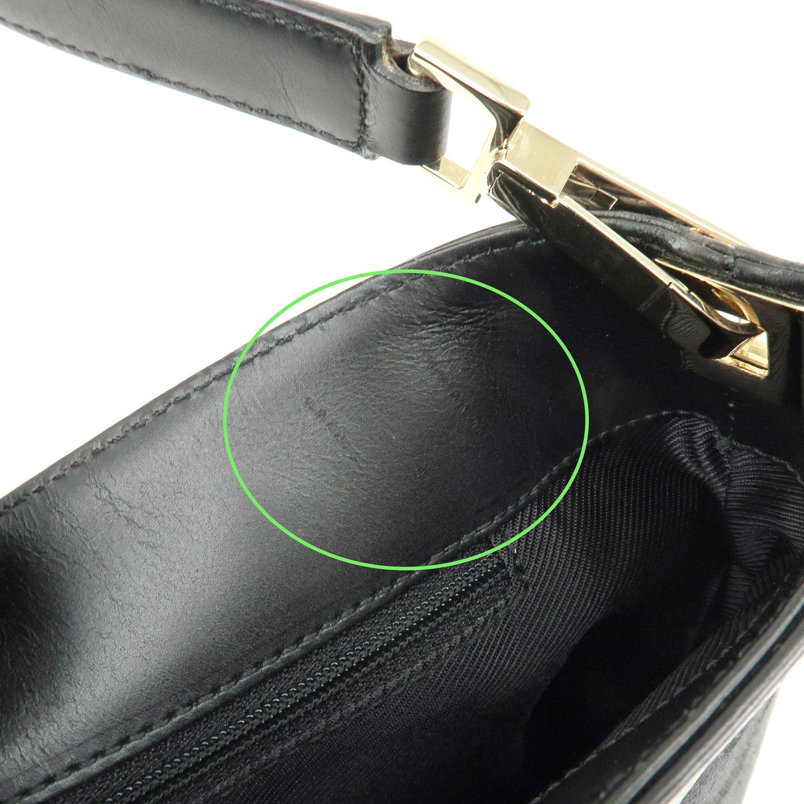 GUCCI GG Canvas Leather Shoulder Bag Hand Bag Black 33900