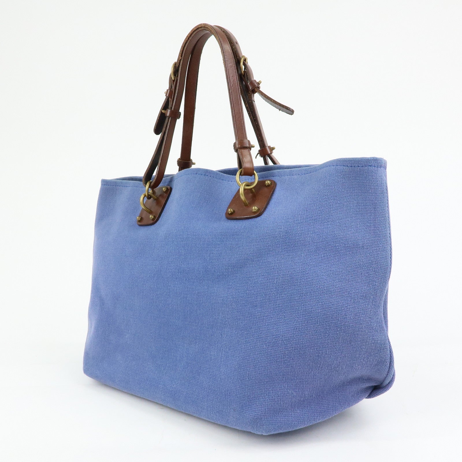 BOTTEGA VENETA Canvas Leather Tote Bag Shoulder Bag Blue 170045