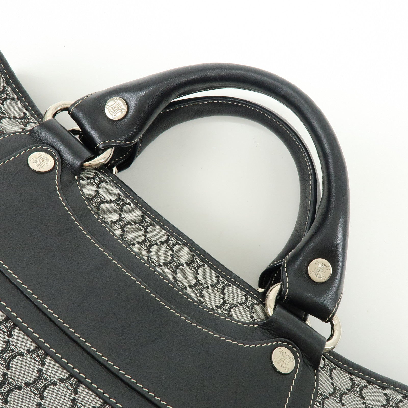 CELINE Macadam Canvas Leather Boogie Bag Hand Bag Navy