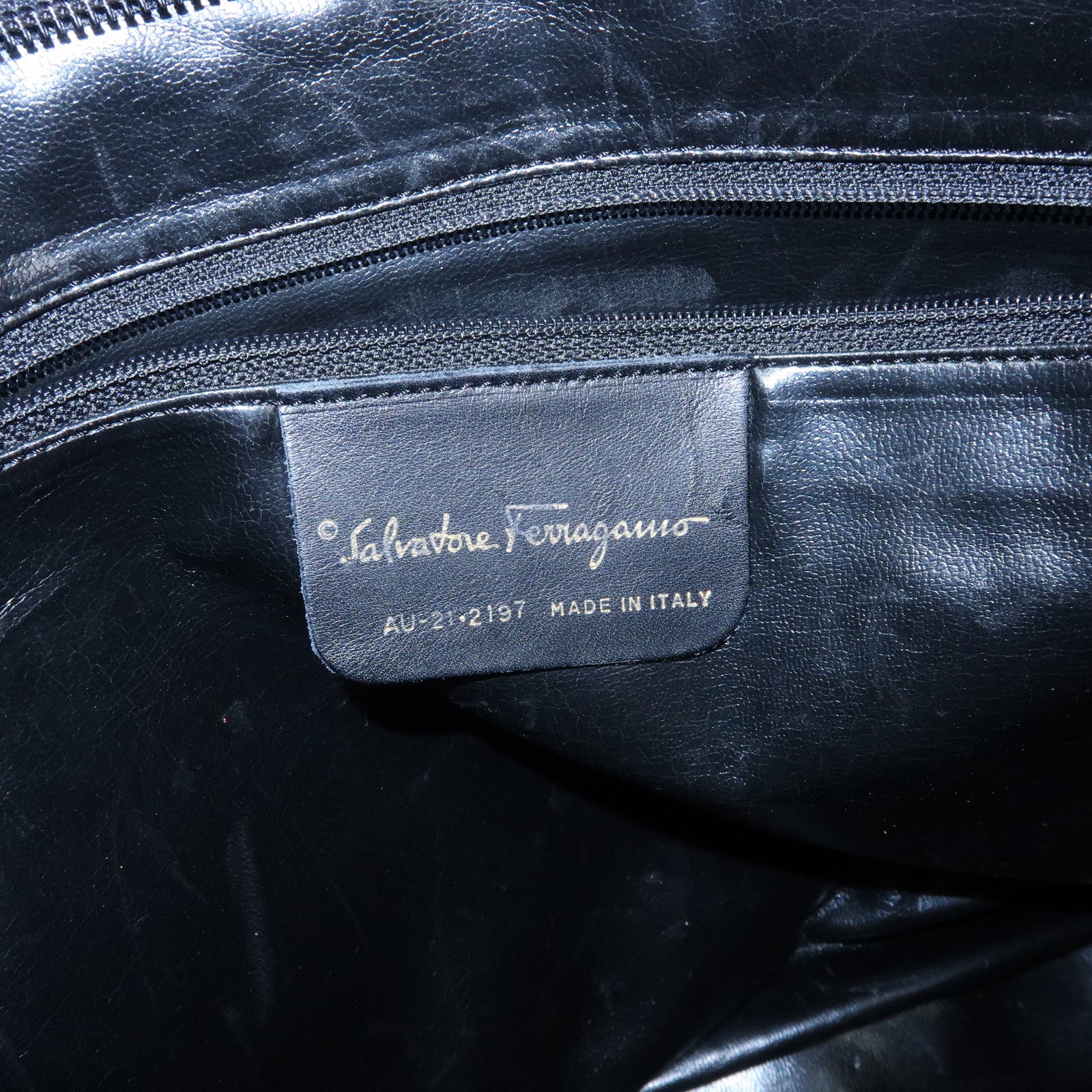 Ferragamo PVC Leather Tote Bag Shoulder Bag Black Brown Yellow