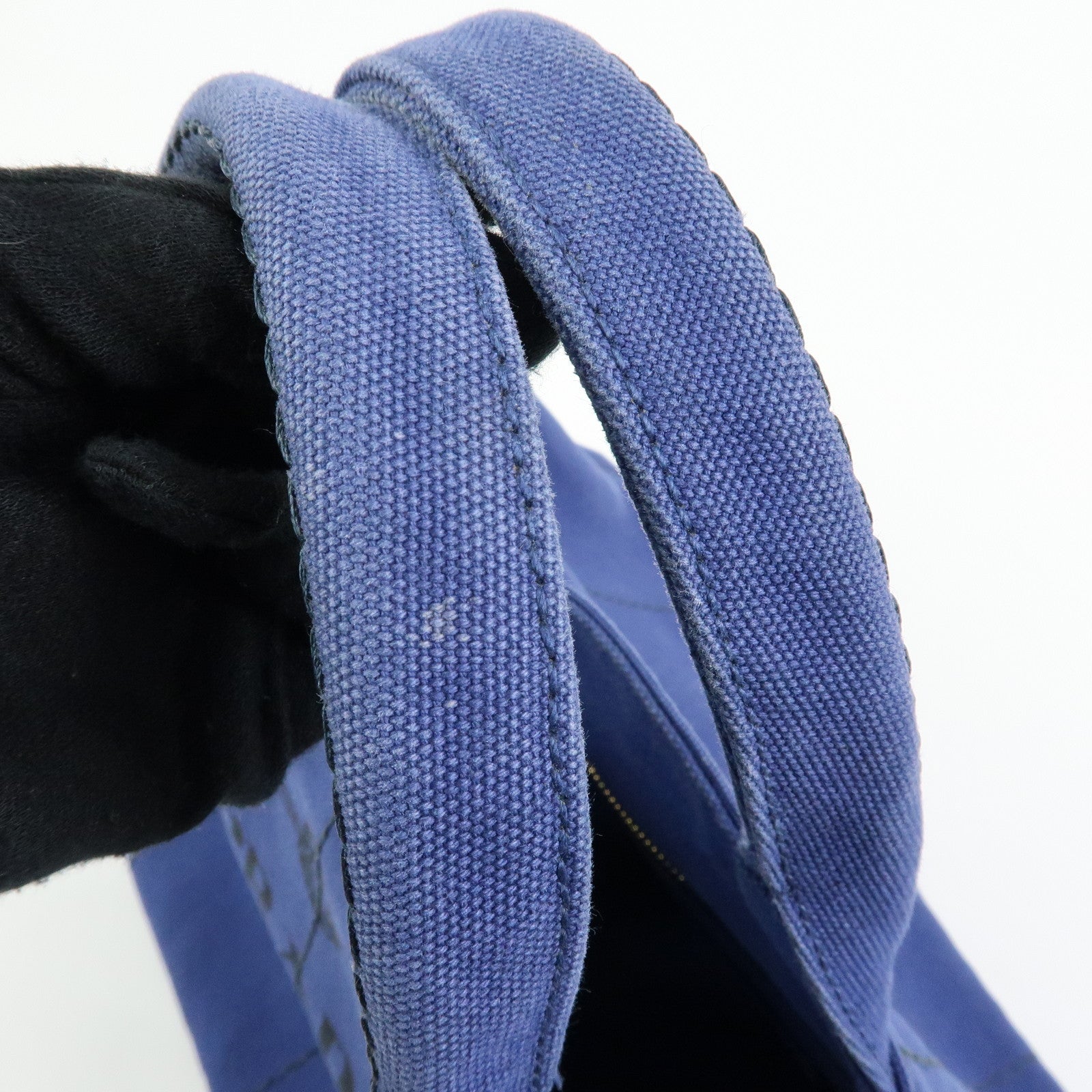 PRADA Triangle Logo Canapa 2Way Tote Bag Hand Bag Blue BN2642