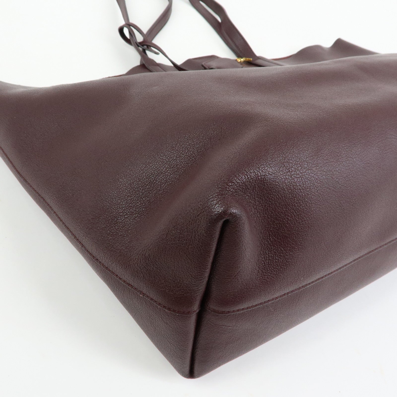 SAINT LAURENT PARIS Calf Leather Tote Shoulder Bag Bordeaux 394195