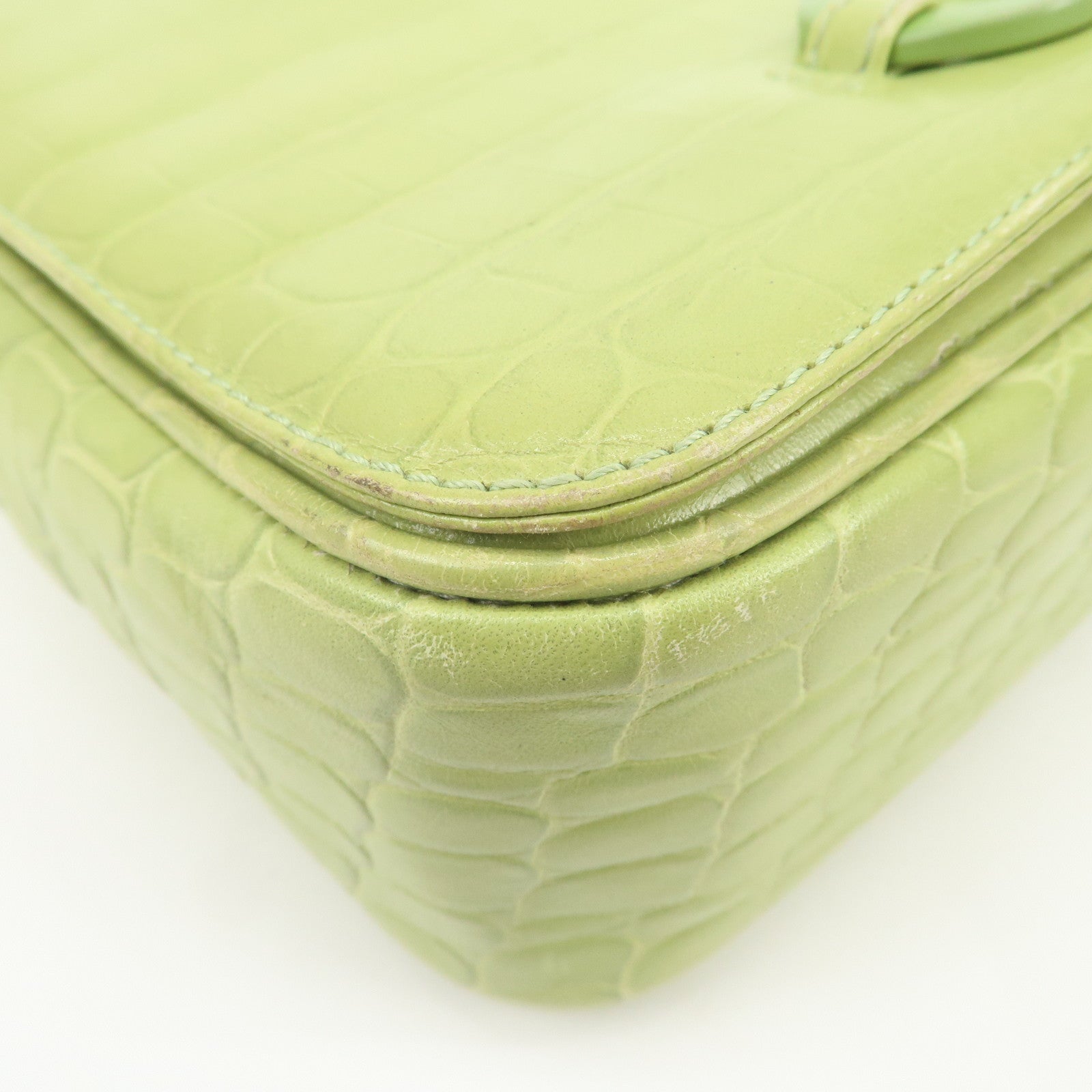 Ferragamo Gancini Embossed Leather Shoulder Bag Light Green