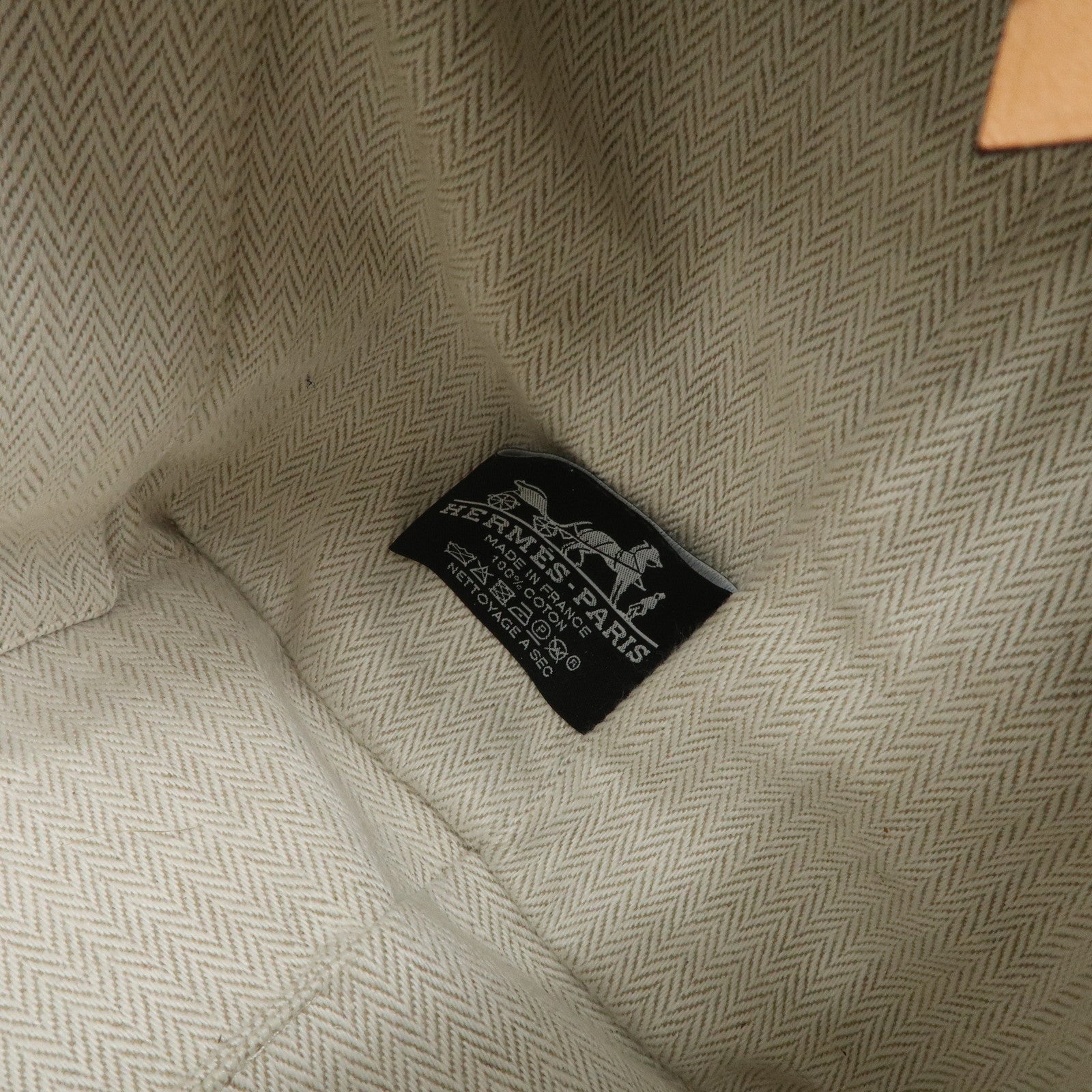 HERMES Bride A Brac GM Canvas Leather Hand Bag Pouch Light Blue