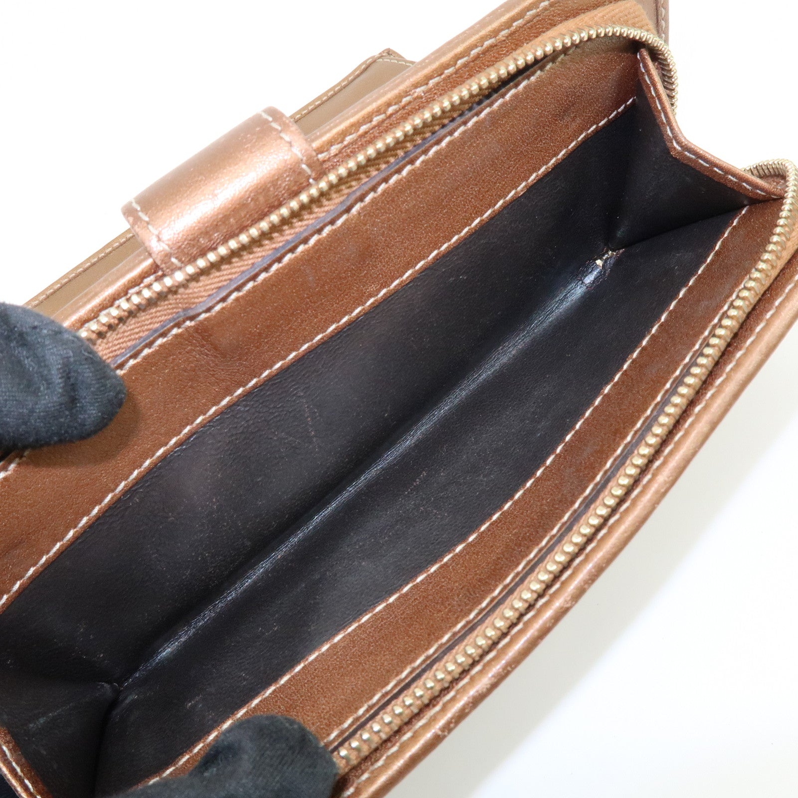 GUCCI Interlocking G GG Canvas Leather Long Wallet Light Brown