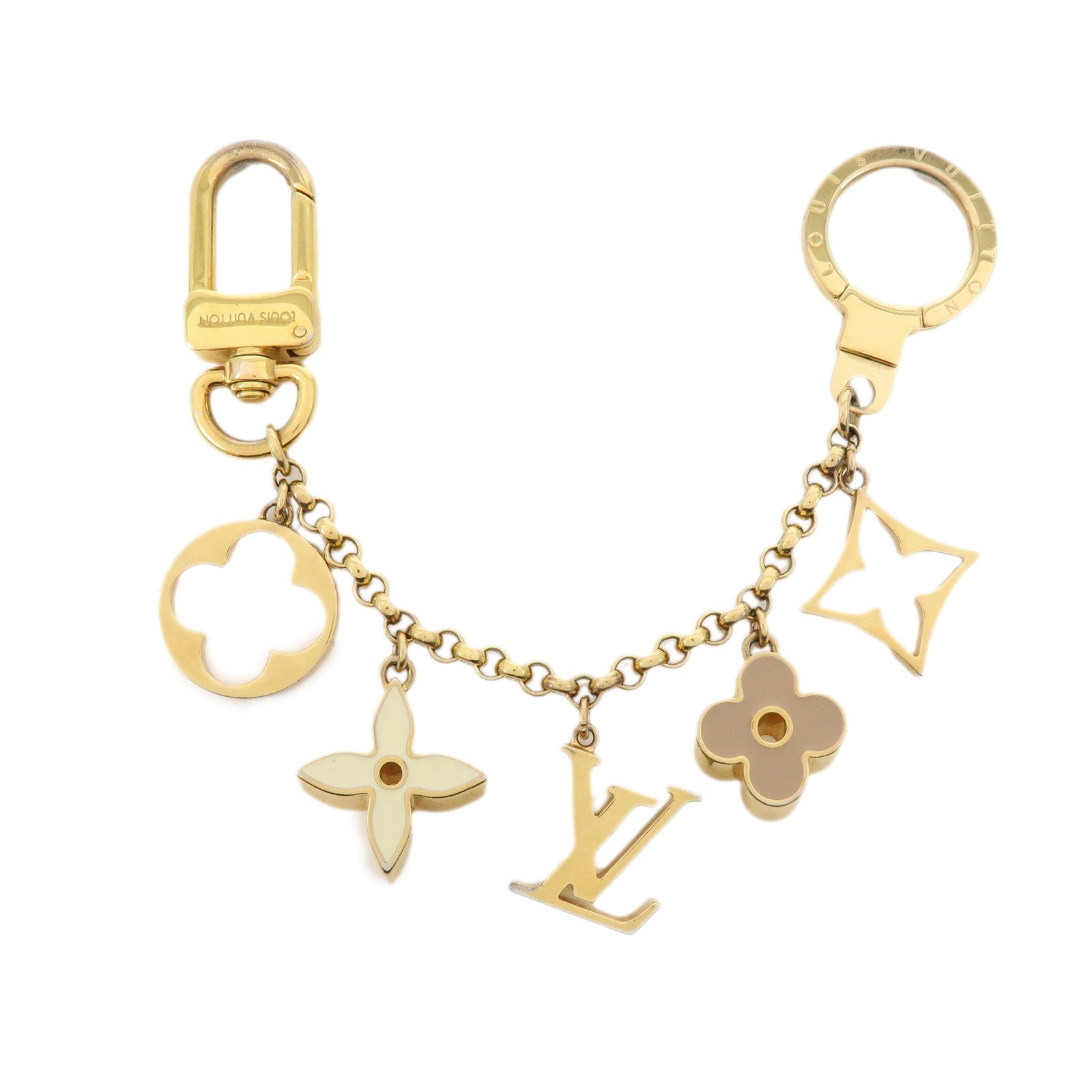 Louis Vuitton Fleur de Monogram Bag Charm Key Chain Gold M65111