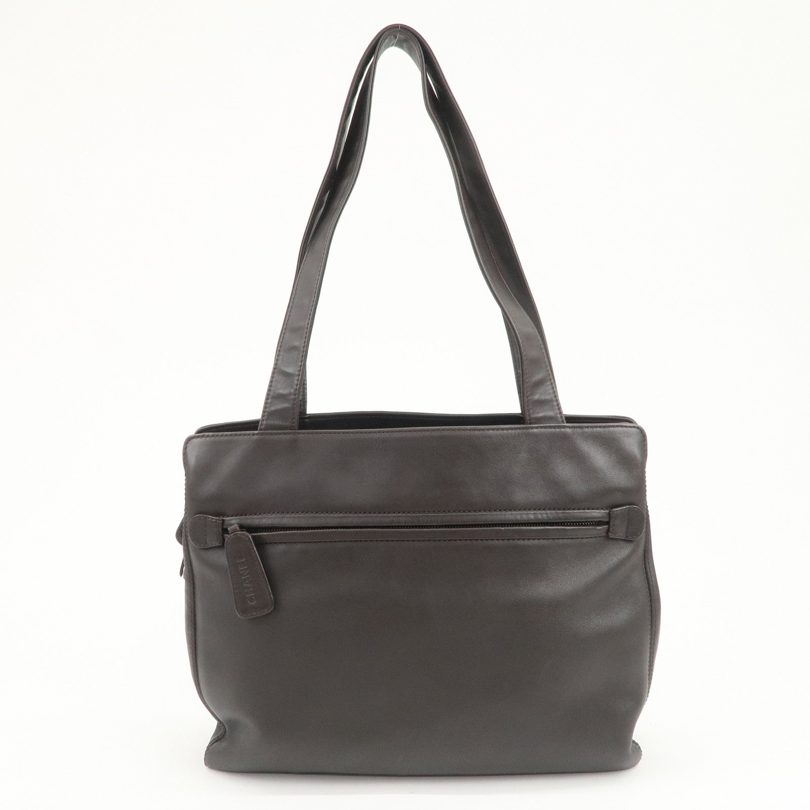 CHANEL COCO Mark Leather Tote Bag Shoulder Bag Brown A14305