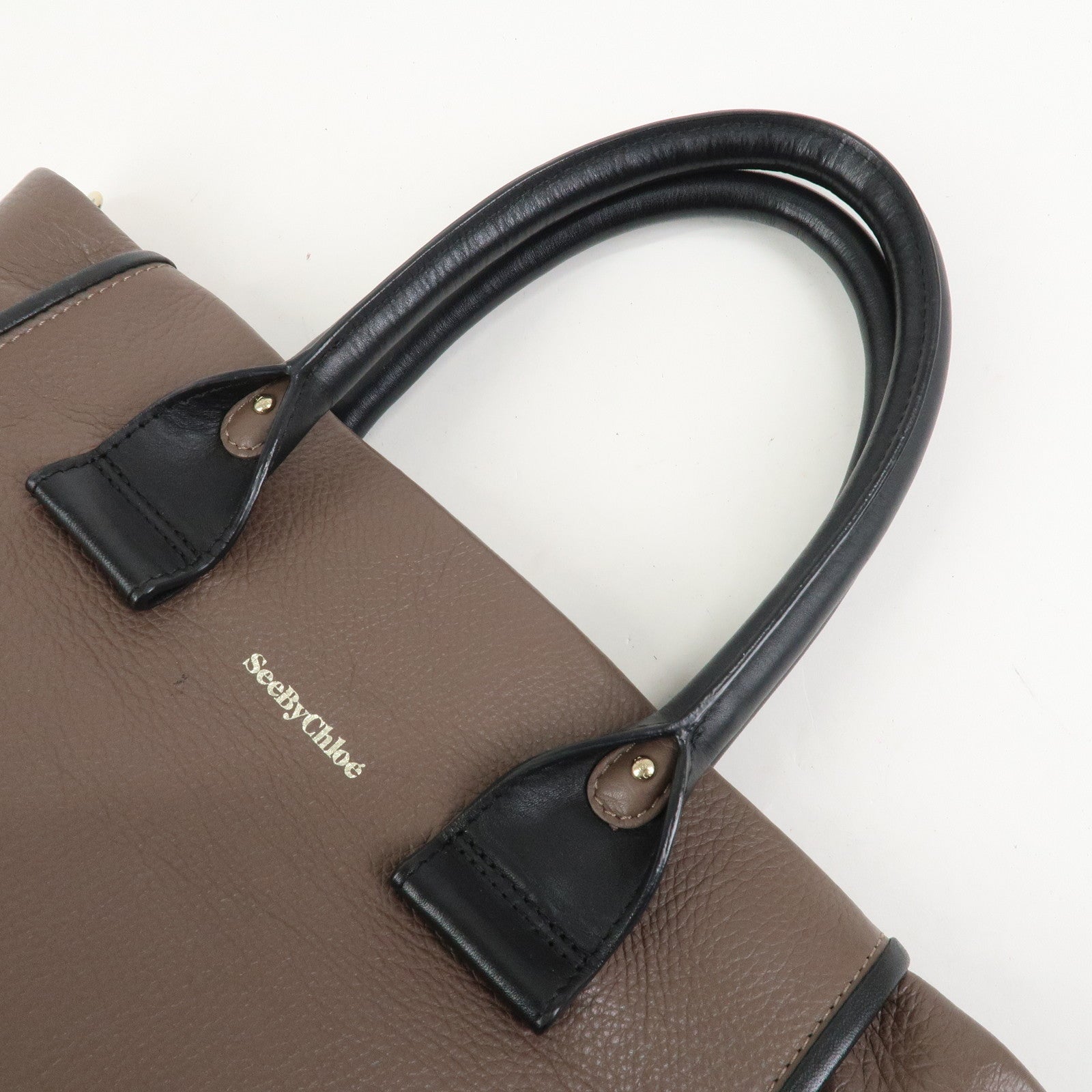 Chloe See by Chloe Leather Tote Bag Hand Bag Gray