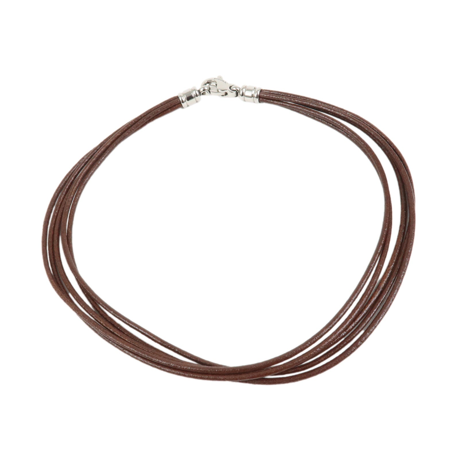 BVLGARI Five Strand Logo Choker Necklace Brown