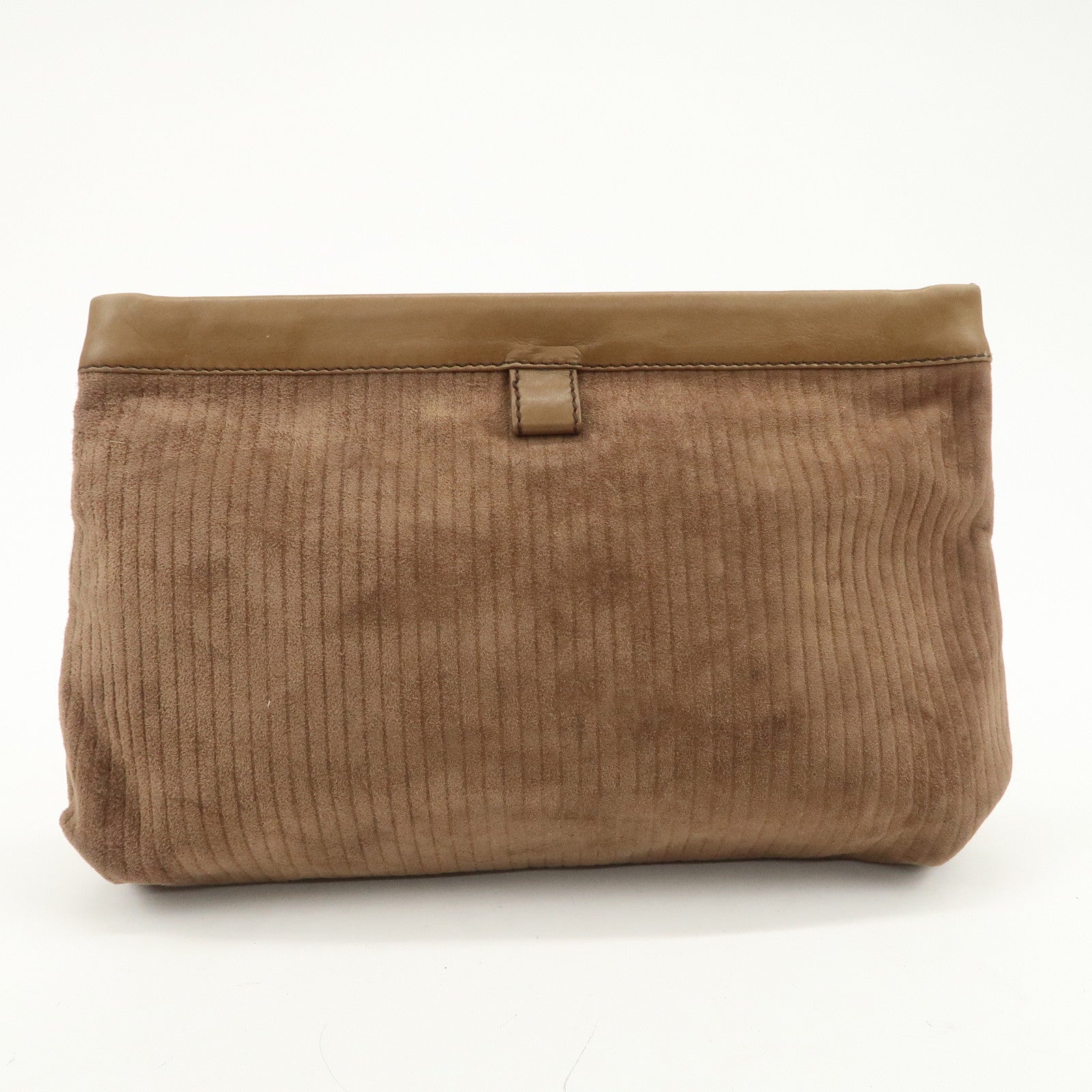 LOEWE Anagram Logo Suede Leather Clutch Bag Pouch Brown