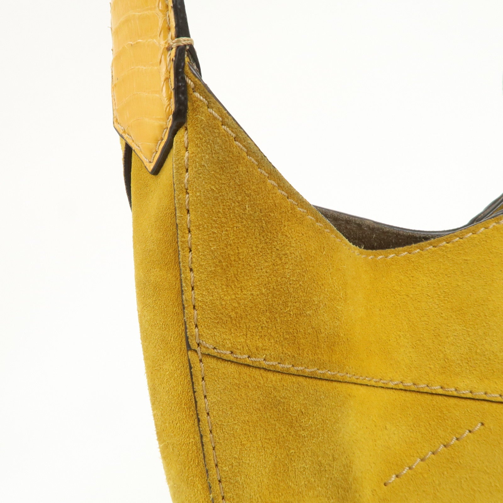 JIMMY CHOO Suede Leather Shoulder Bag Hand Bag Yellow
