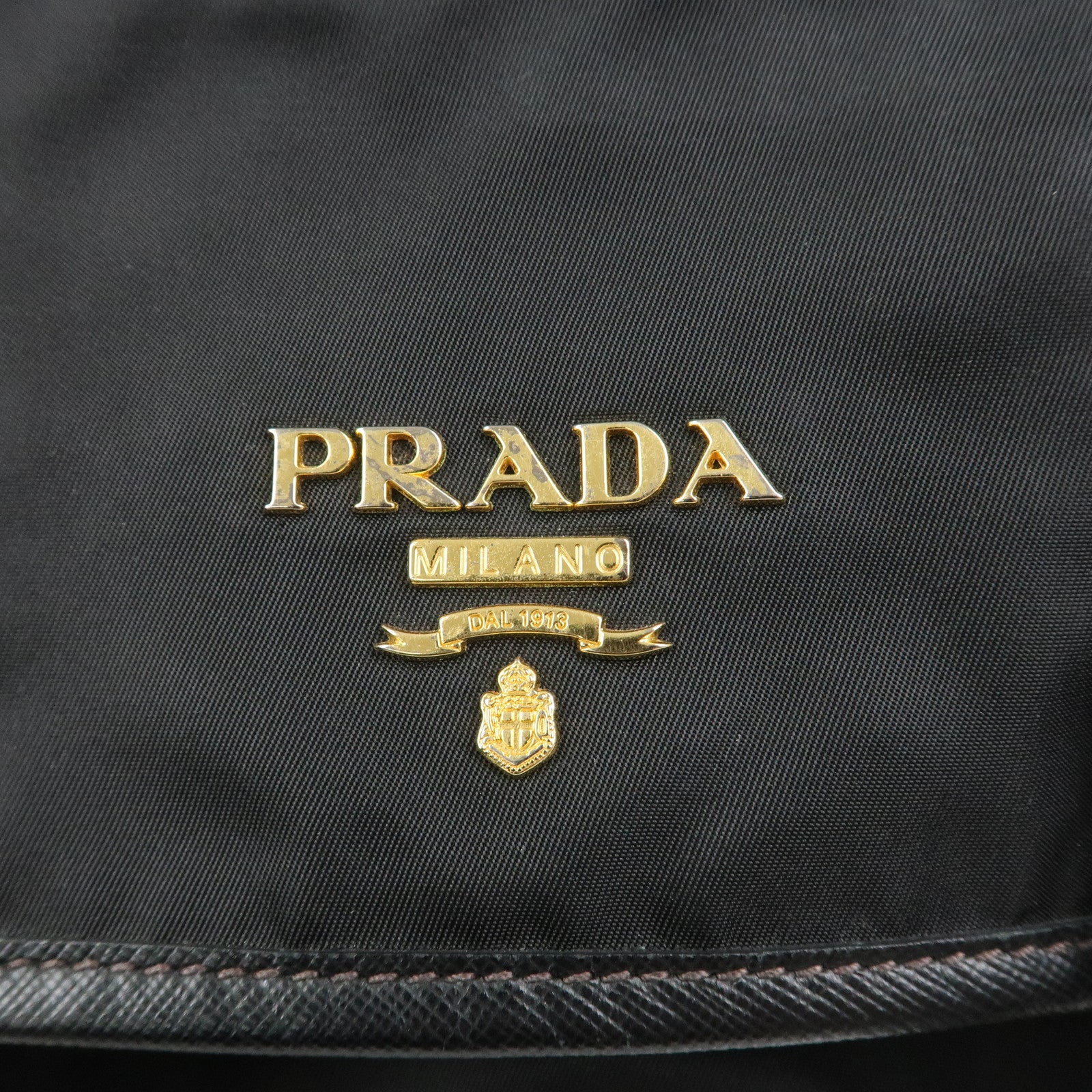 PRADA Logo Nylon Saffiano Leather Shoulder Bag Crossbody Bag Black