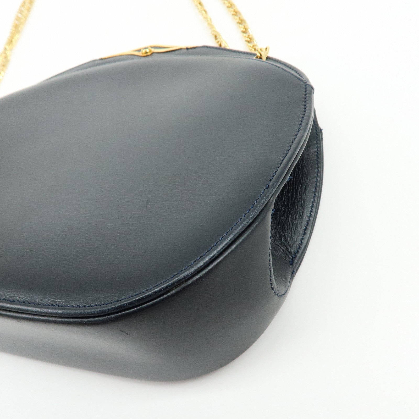 Cartier Sapphire Line Calf Leather Chain Shoulder Bag Navy