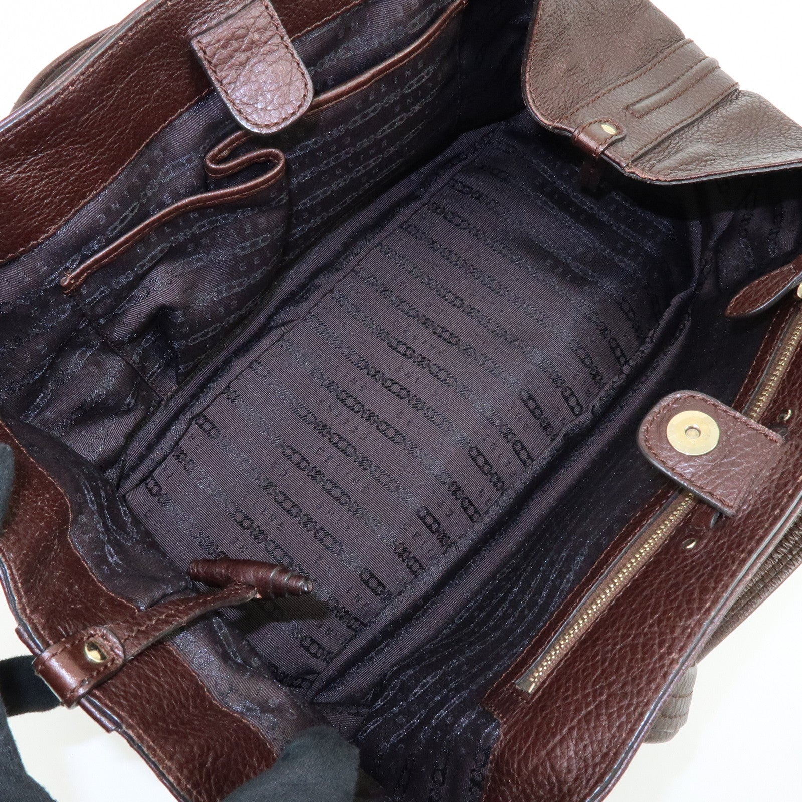 CELINE Macadam Leather Tote Bag Shoulder Bag Dark Brown