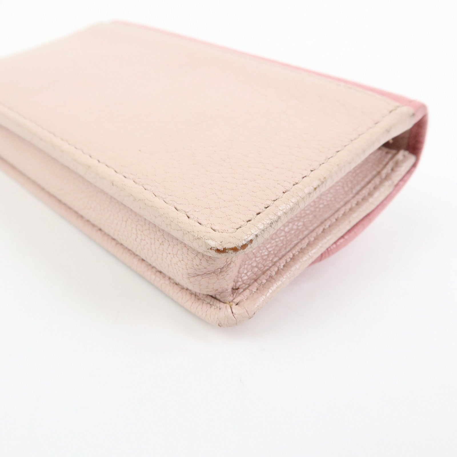 MIU MIU Ribbon Motif Madras Leather Card Case Card Holder 5M1122