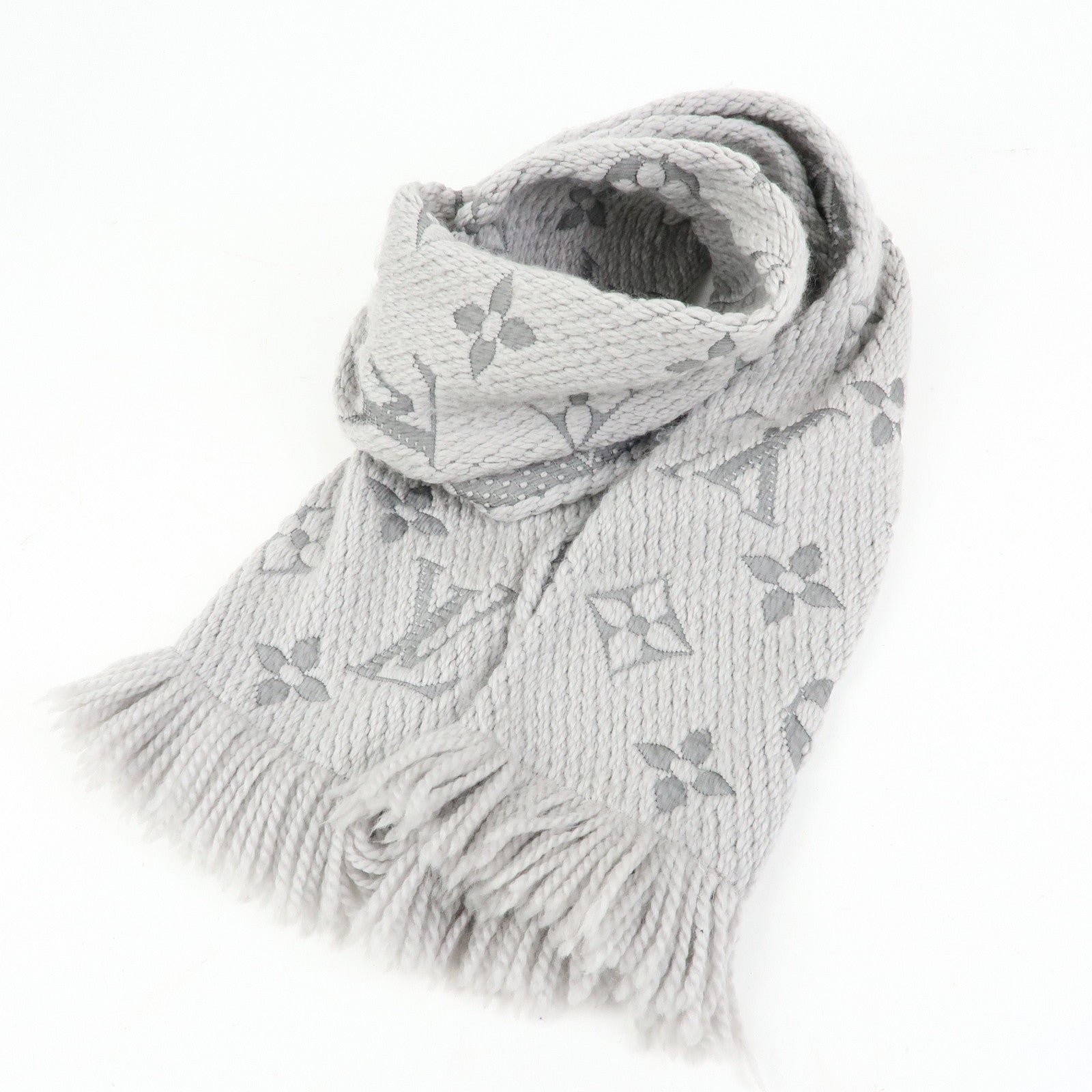Louis Vuitton Monogram Escharp Logomania Scarf Gris Perle M74742