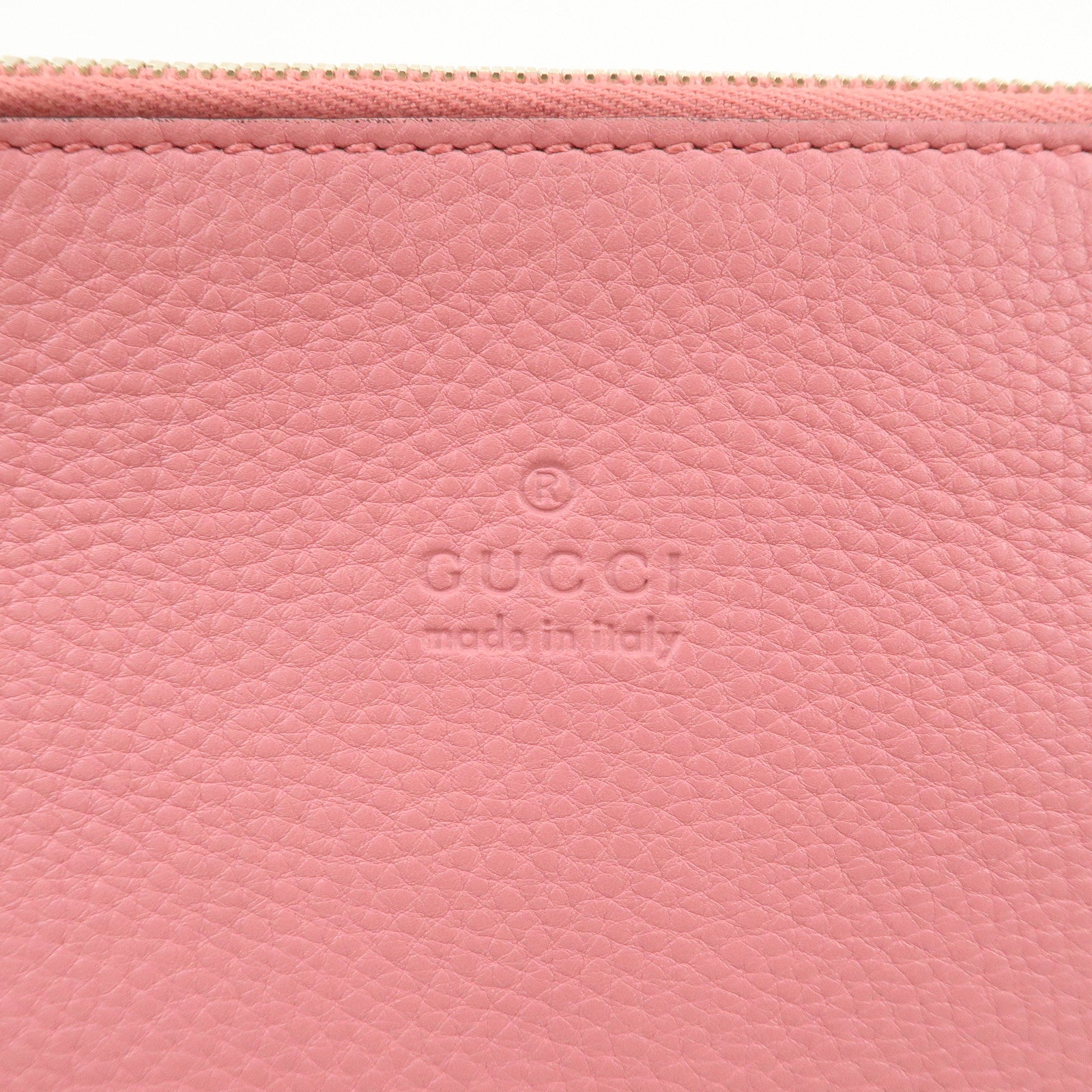 GUCCI Bamboo Leather Hand Bag Clutch Bag Pouch Pink