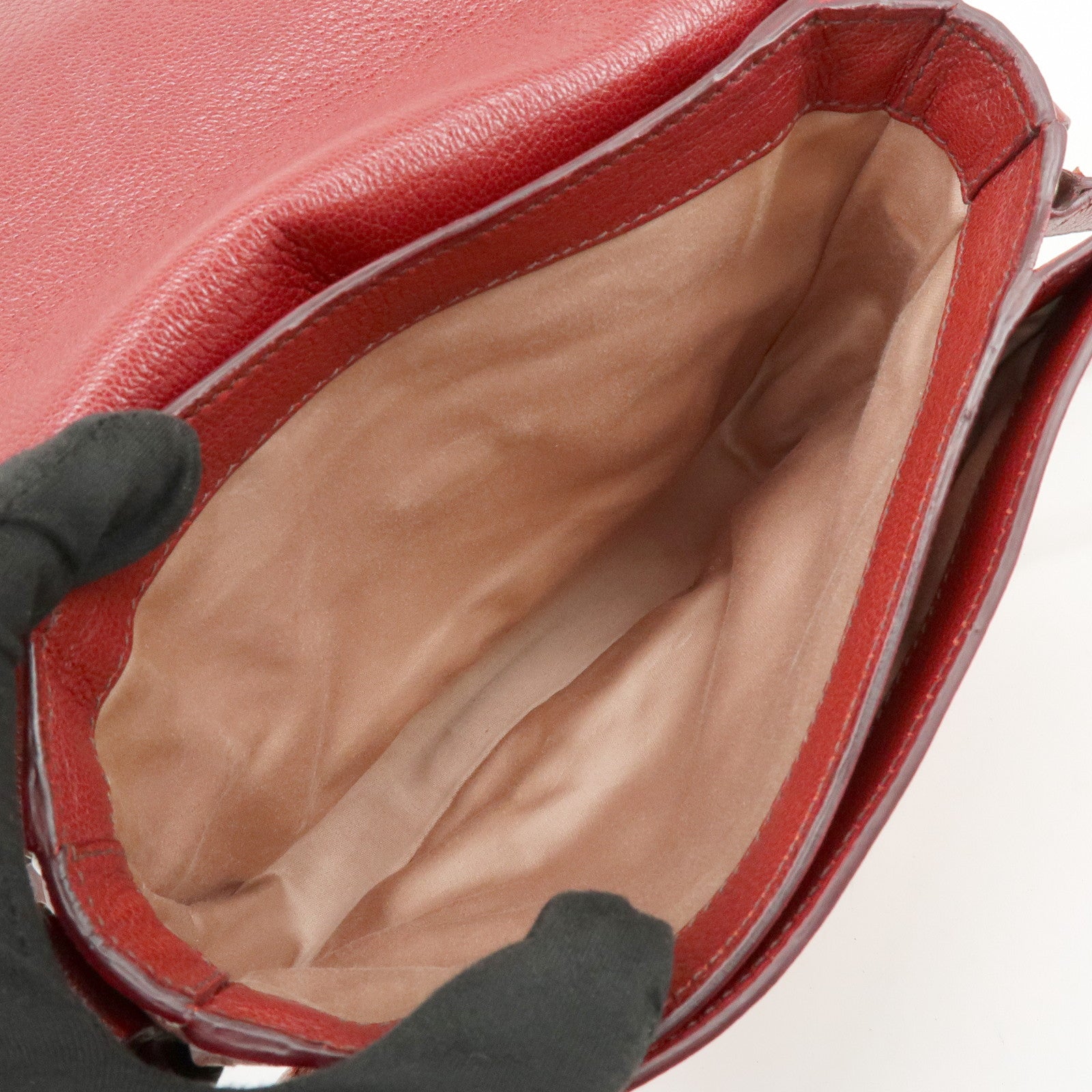MIU MIU Madras Leather 2Way Bag Hand Bag Shoulder Bag Red Orange