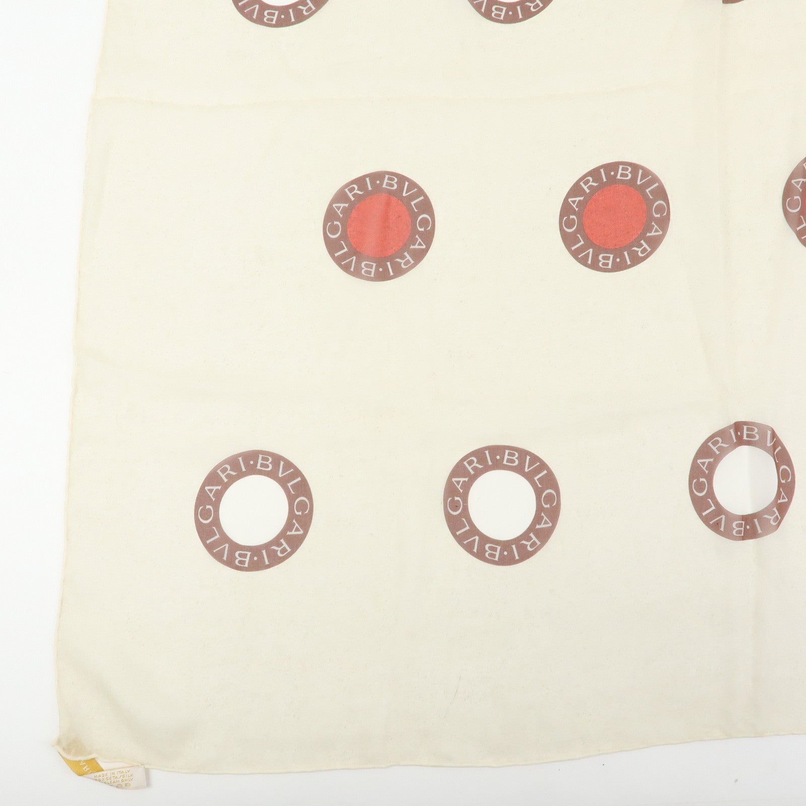 BVLGARI BVLGARI Silk 100% Sheer Scarf Beige Red