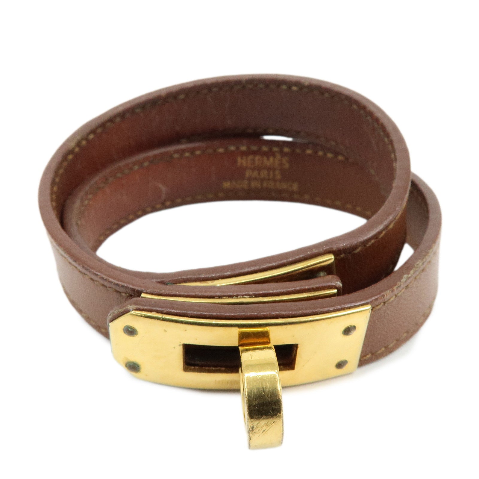 HERMES Vaux Swift Mini Kelly Double Tour Bracelet Brown
